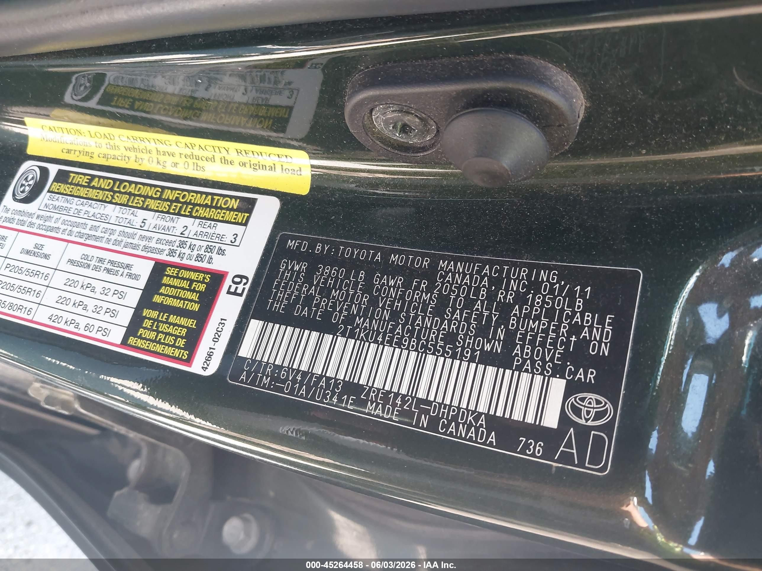 2011 Toyota Matrix   Зеленый vin: 2T1KU4EE9BC555191