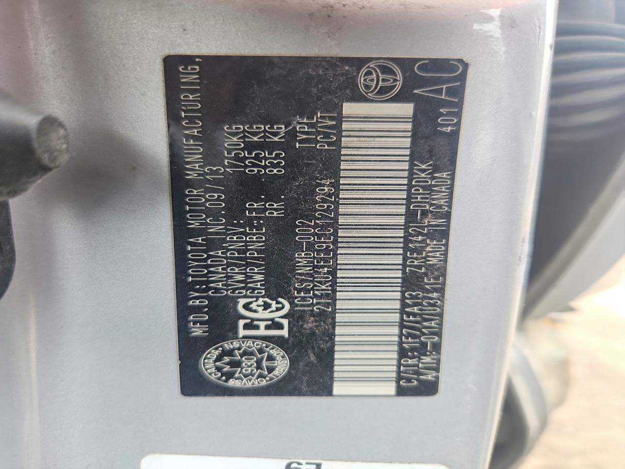 2014 Toyota Matrix Base Silver vin: 2T1KU4EE9EC129294