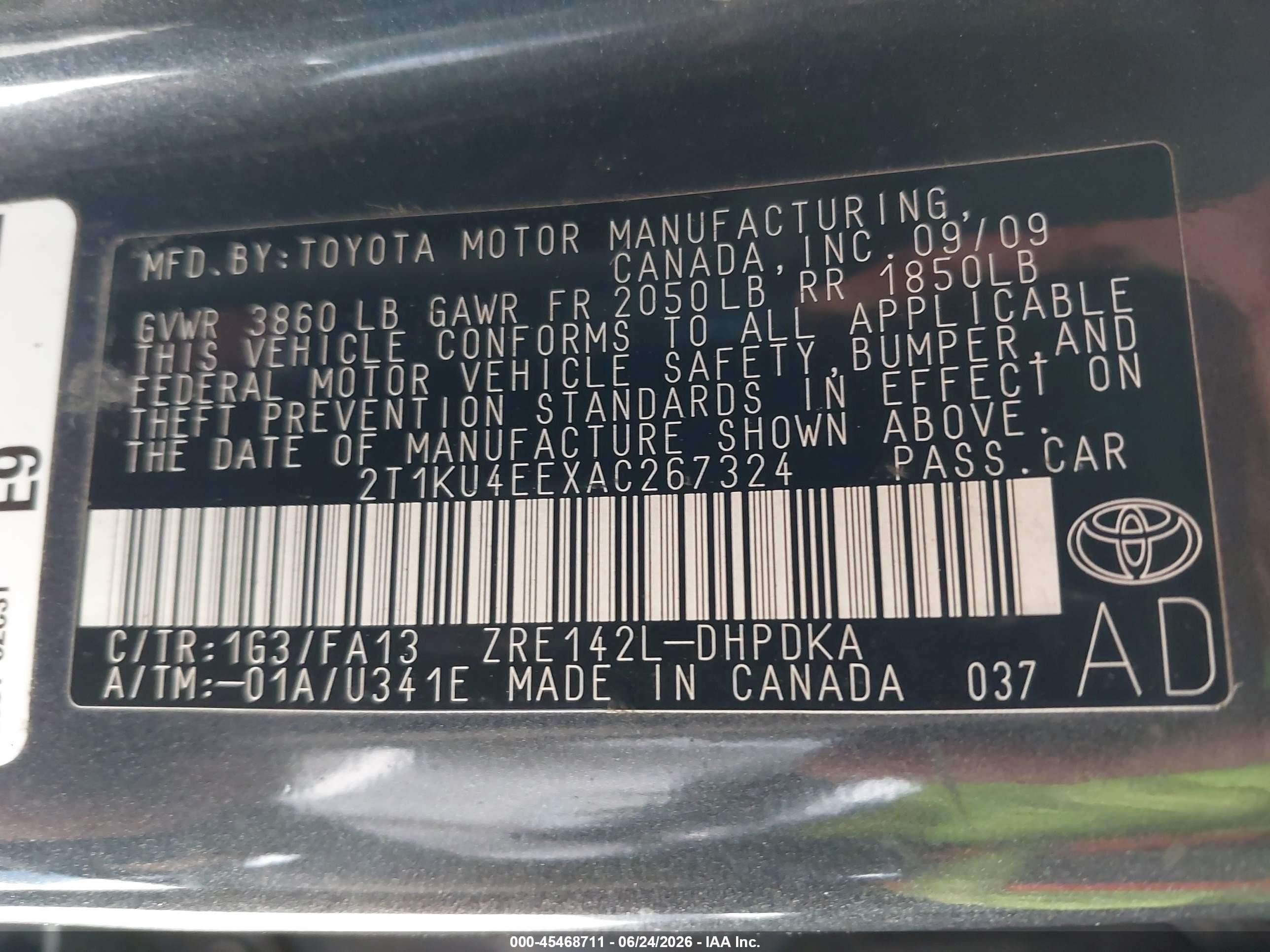 2010 Toyota Matrix   Gray vin: 2T1KU4EEXAC267324