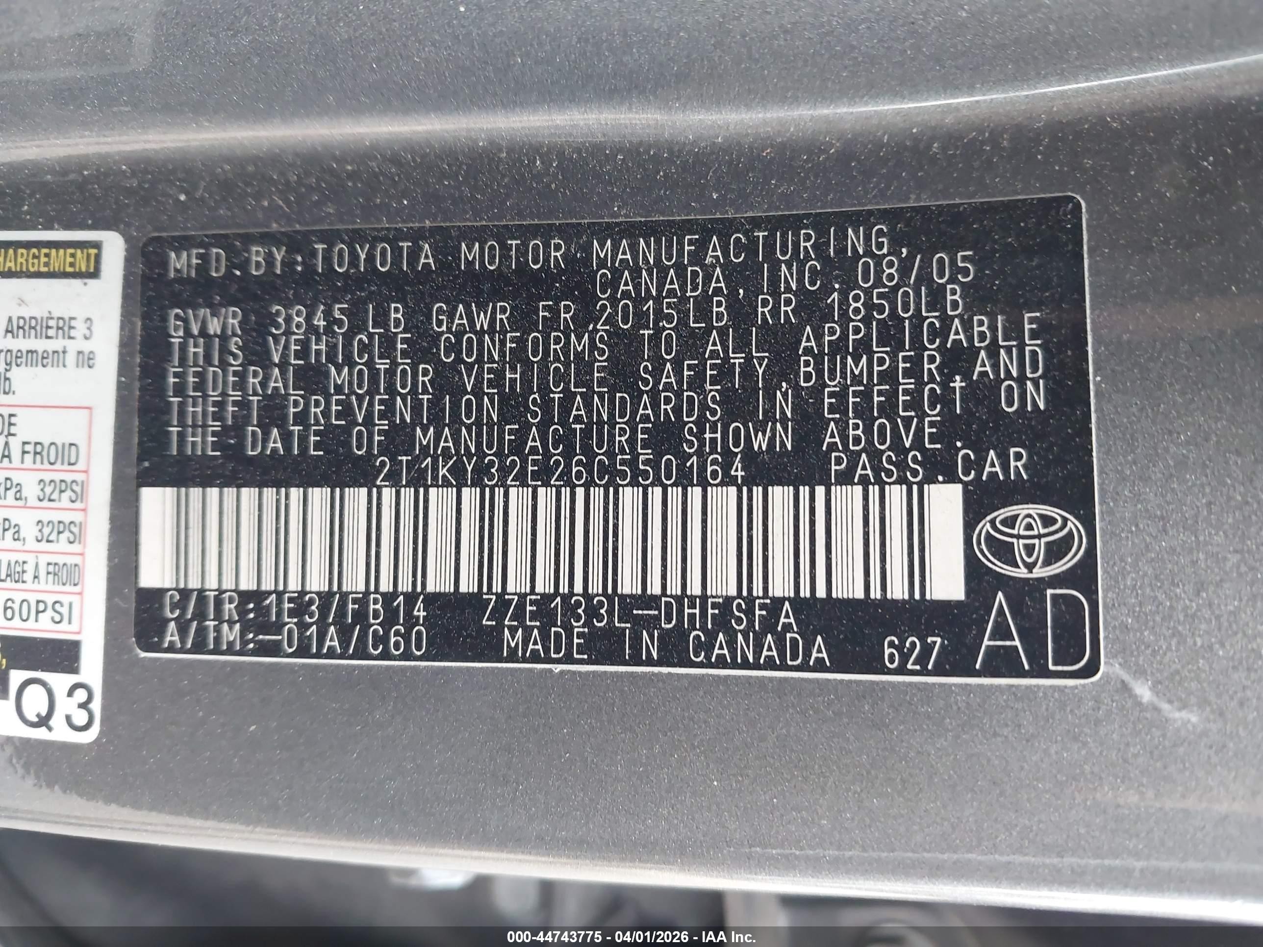2006 Toyota Matrix Xrs Gray vin: 2T1KY32E26C550164