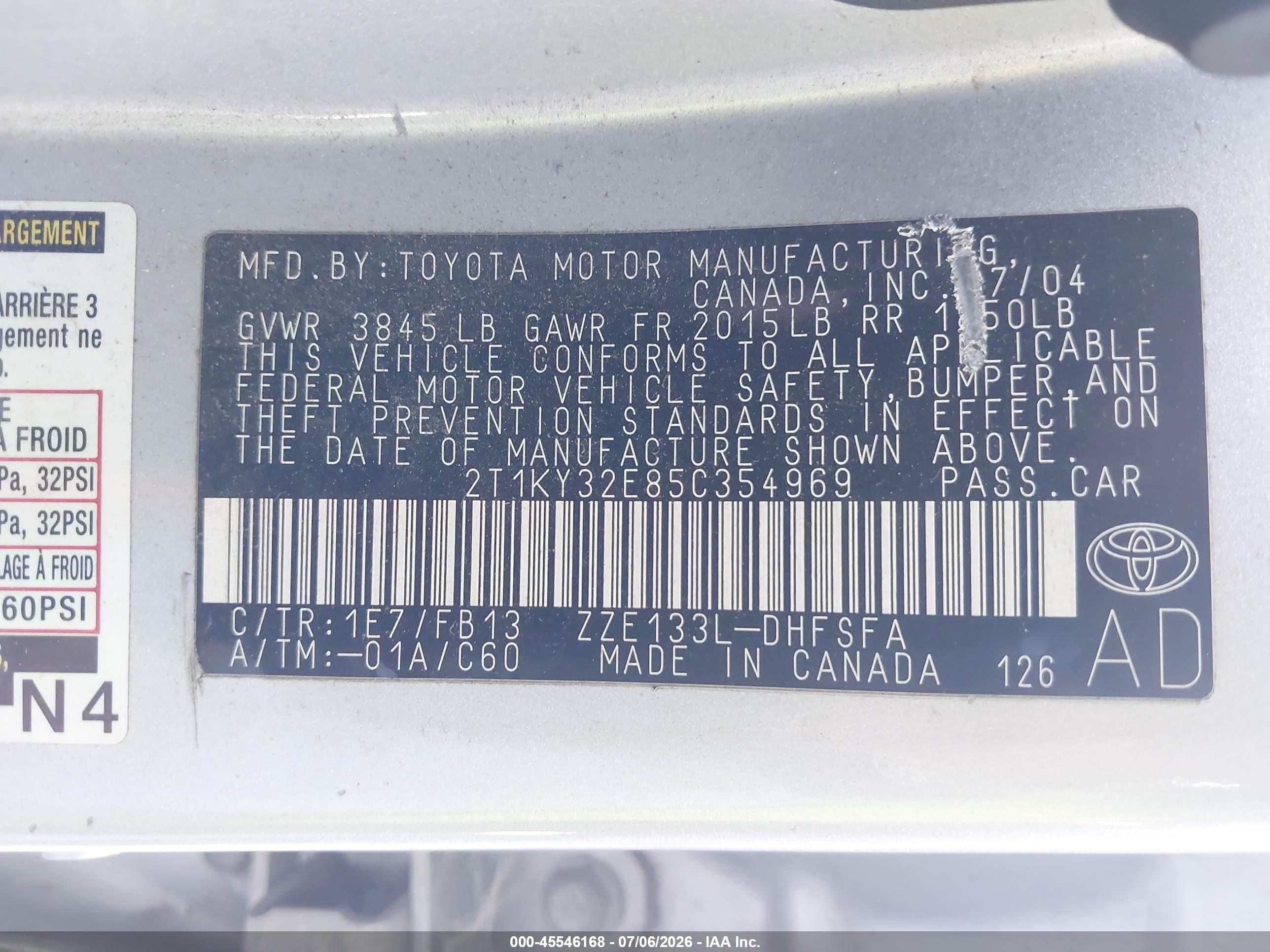 2005 Toyota Matrix Xrs Silver vin: 2T1KY32E85C354969