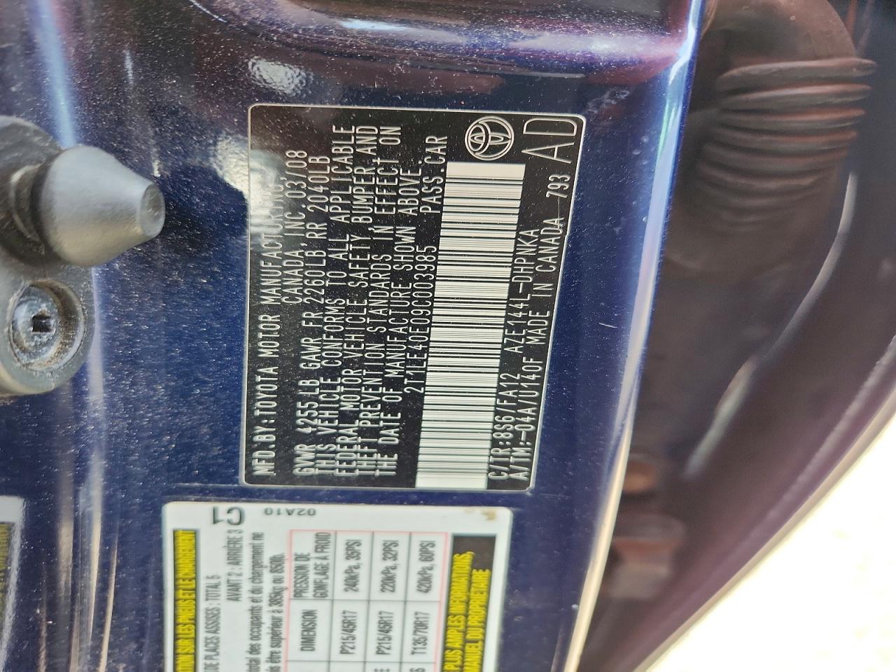 2009 Toyota Corolla Matrix S Blue vin: 2T1LE40E09C003985