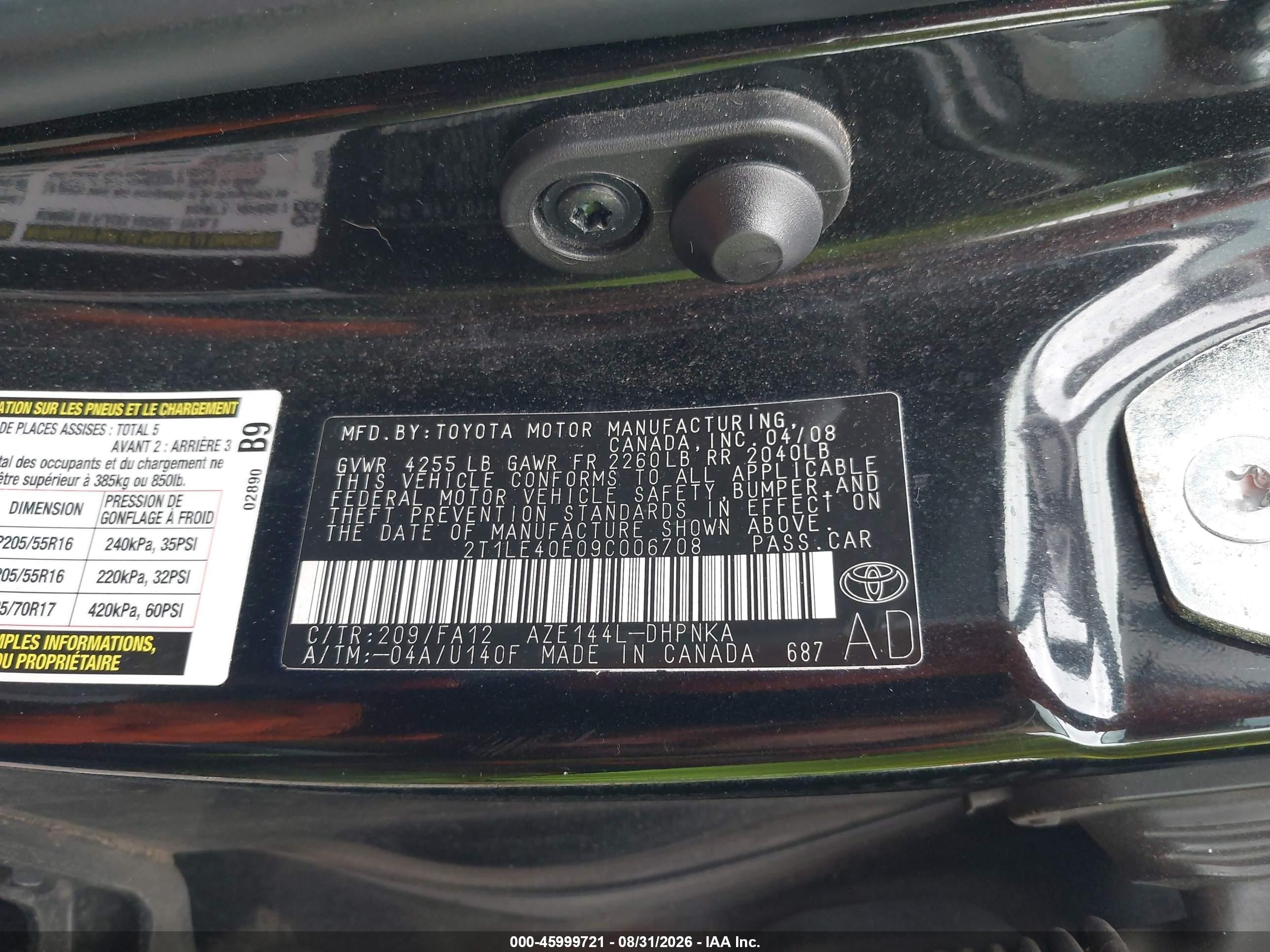 2009 Toyota Matrix S Черный vin: 2T1LE40E09C006708
