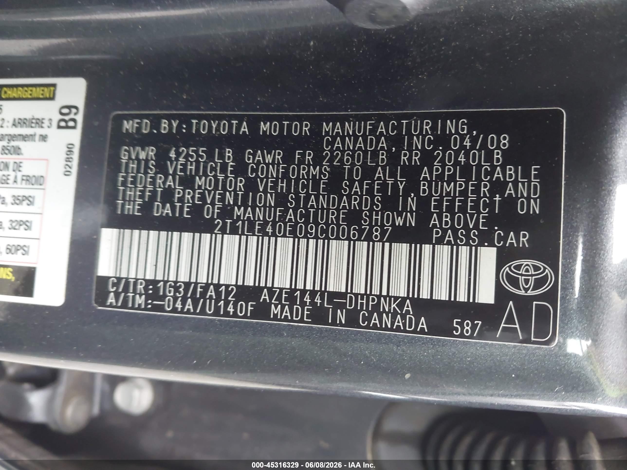 2009 Toyota Matrix S Gray vin: 2T1LE40E09C006787