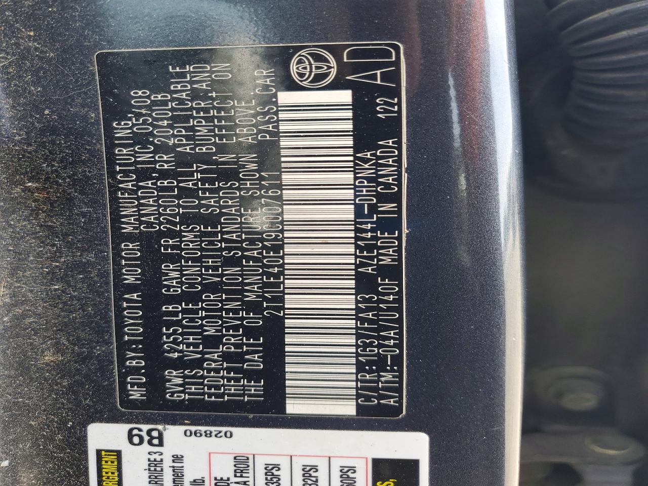 2009 Toyota Matrix S Gray vin: 2T1LE40E19C007611