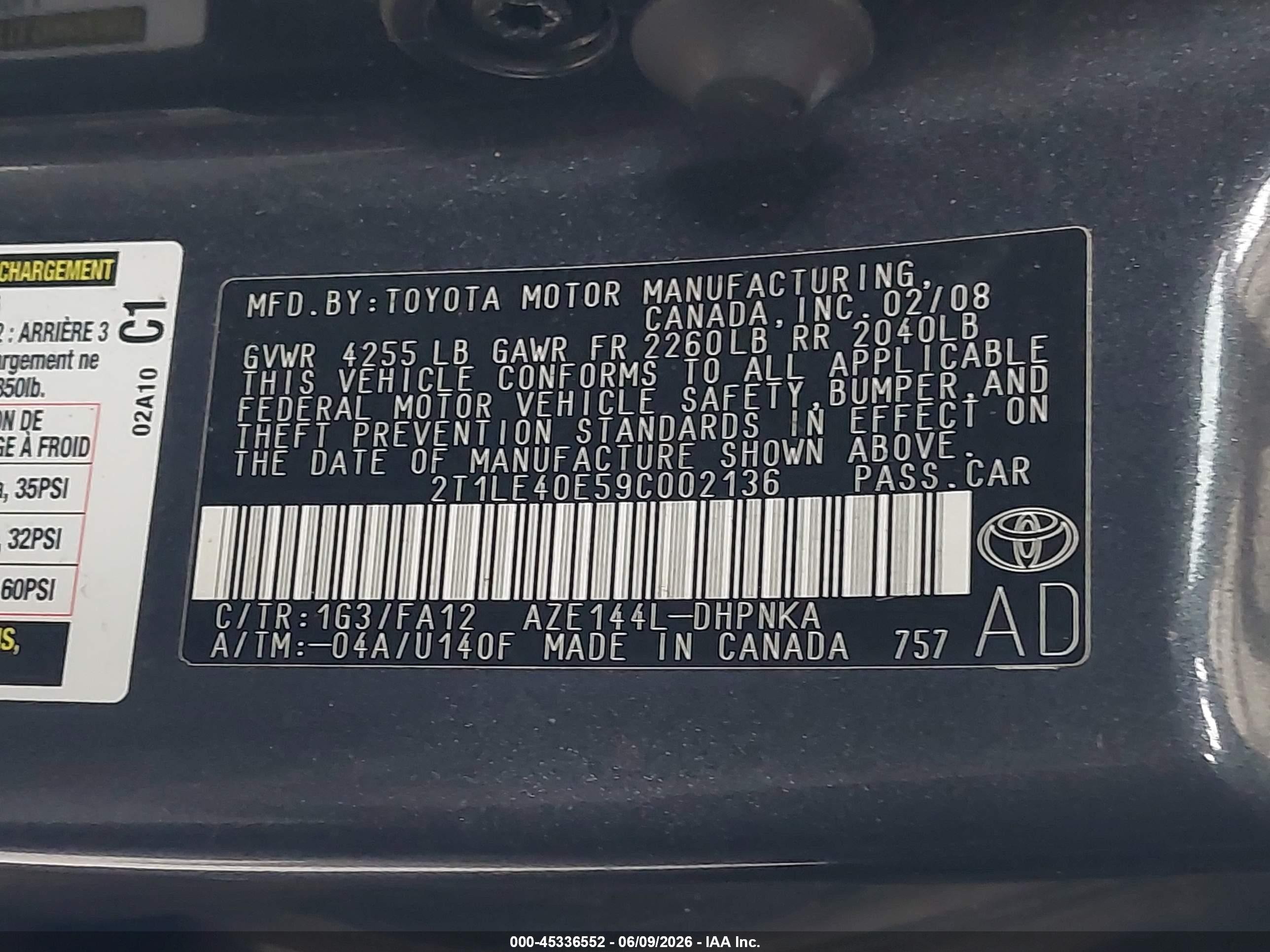 2009 Toyota Matrix S Серый vin: 2T1LE40E59C002136