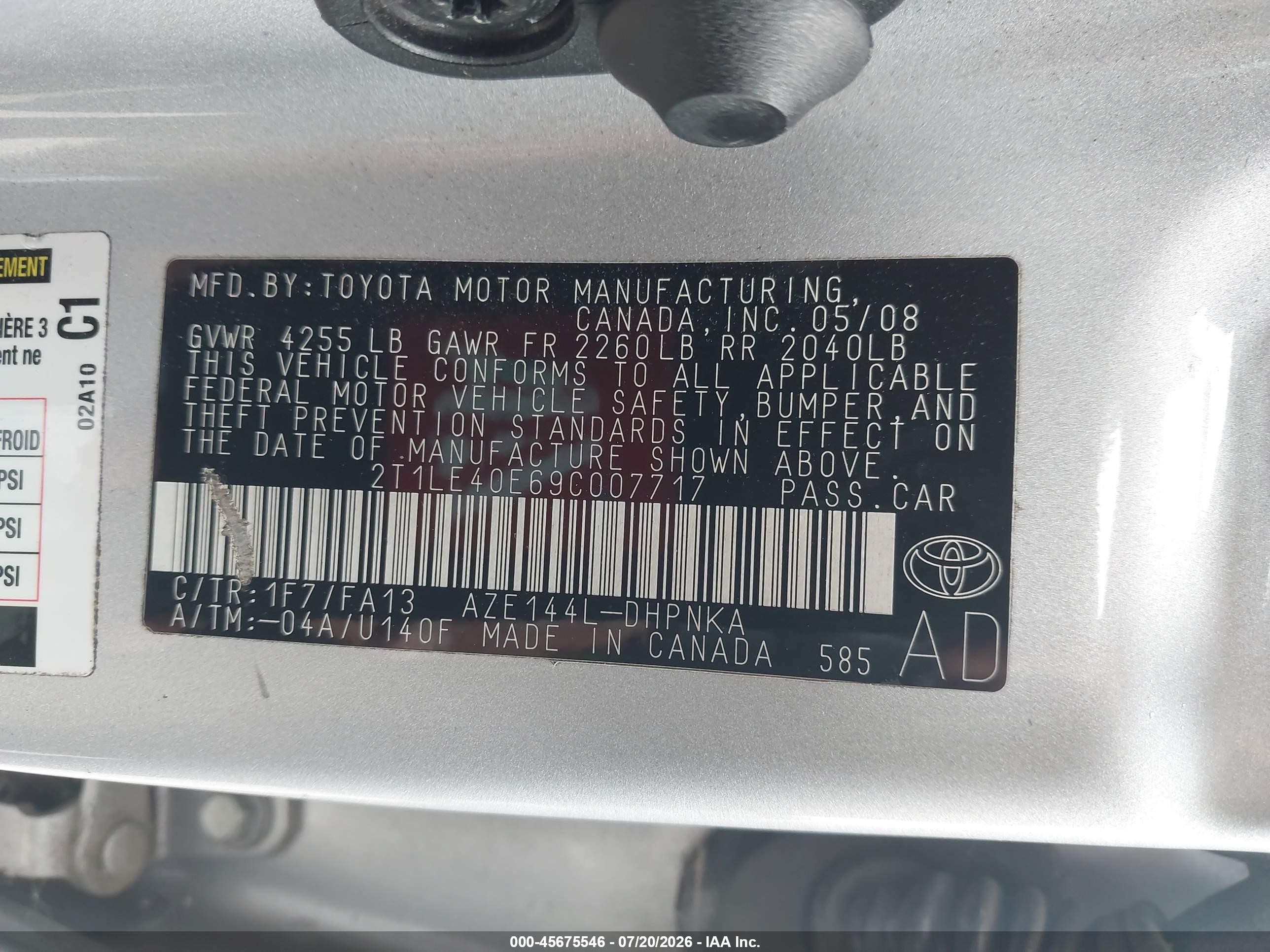 2009 Toyota Matrix S Silver vin: 2T1LE40E69C007717
