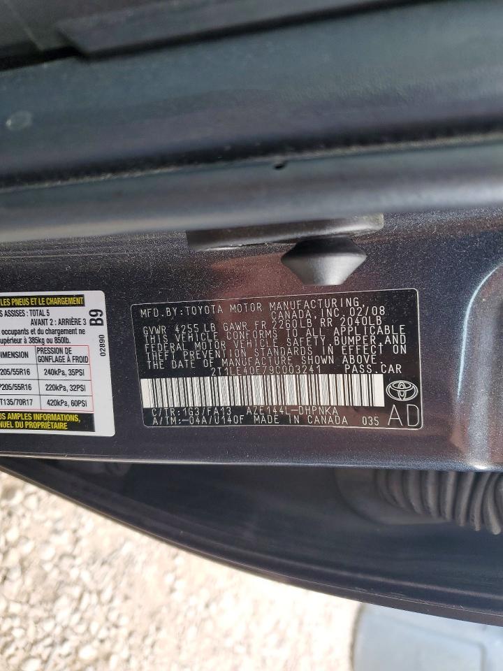 2009 Toyota Corolla Matrix S Charcoal vin: 2T1LE40E79C003241