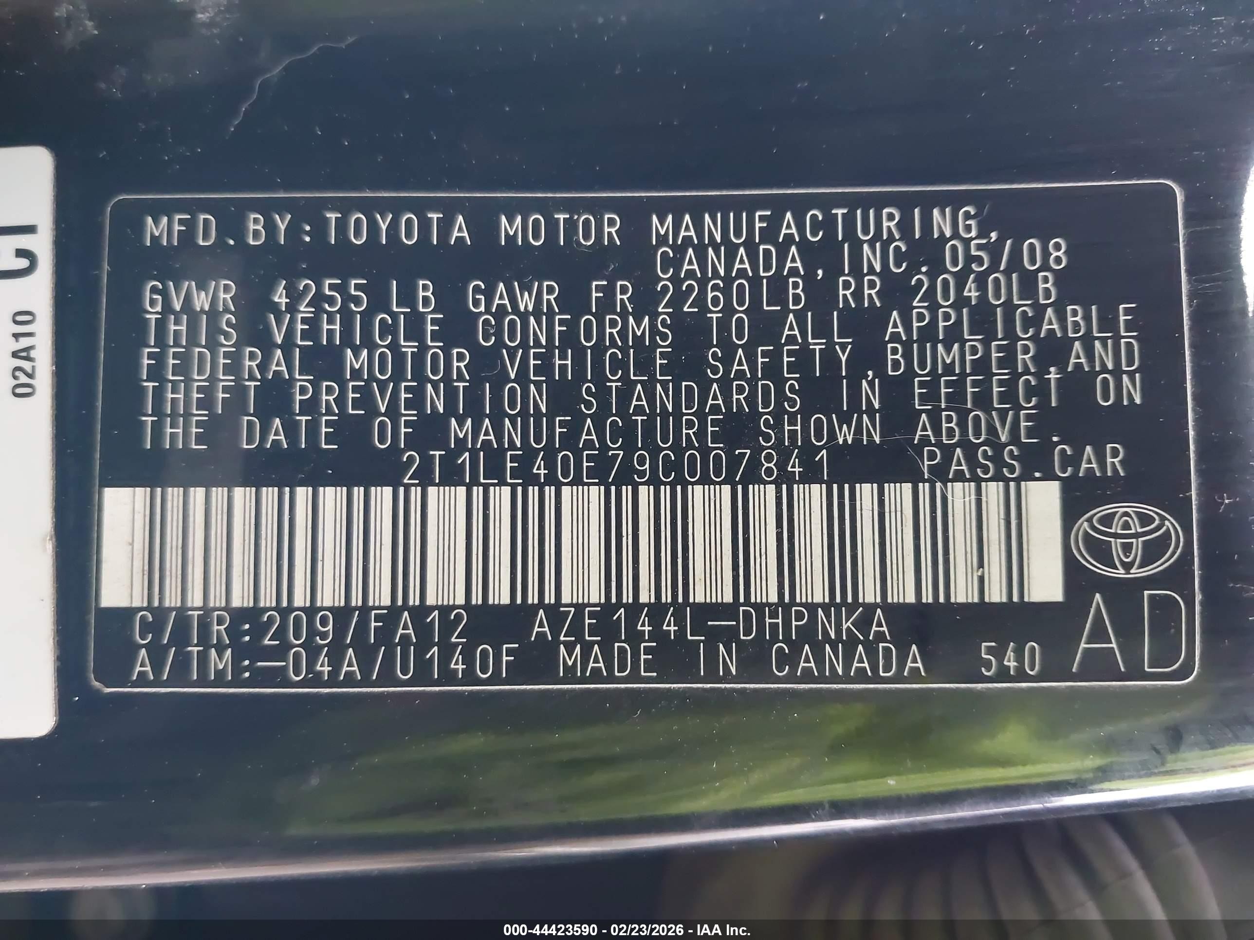 2009 Toyota Matrix S Black vin: 2T1LE40E79C007841
