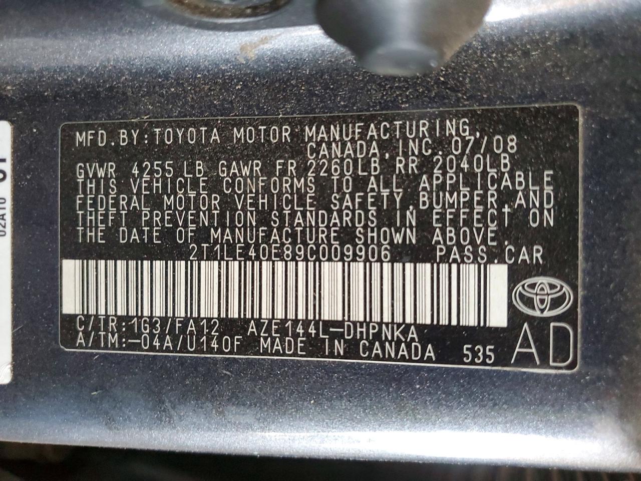 2009 Toyota Corolla Matrix S Серый vin: 2T1LE40E89C009906