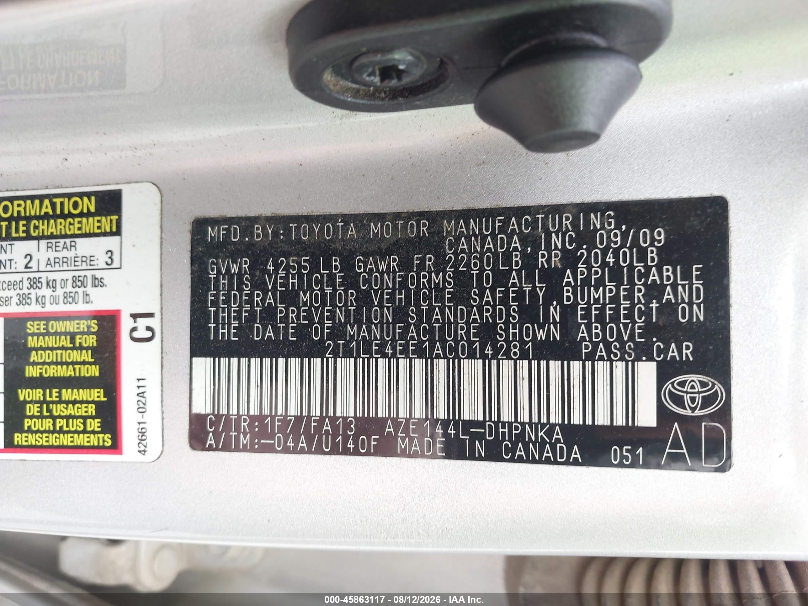 2010 Toyota Matrix S Silver vin: 2T1LE4EE1AC014281