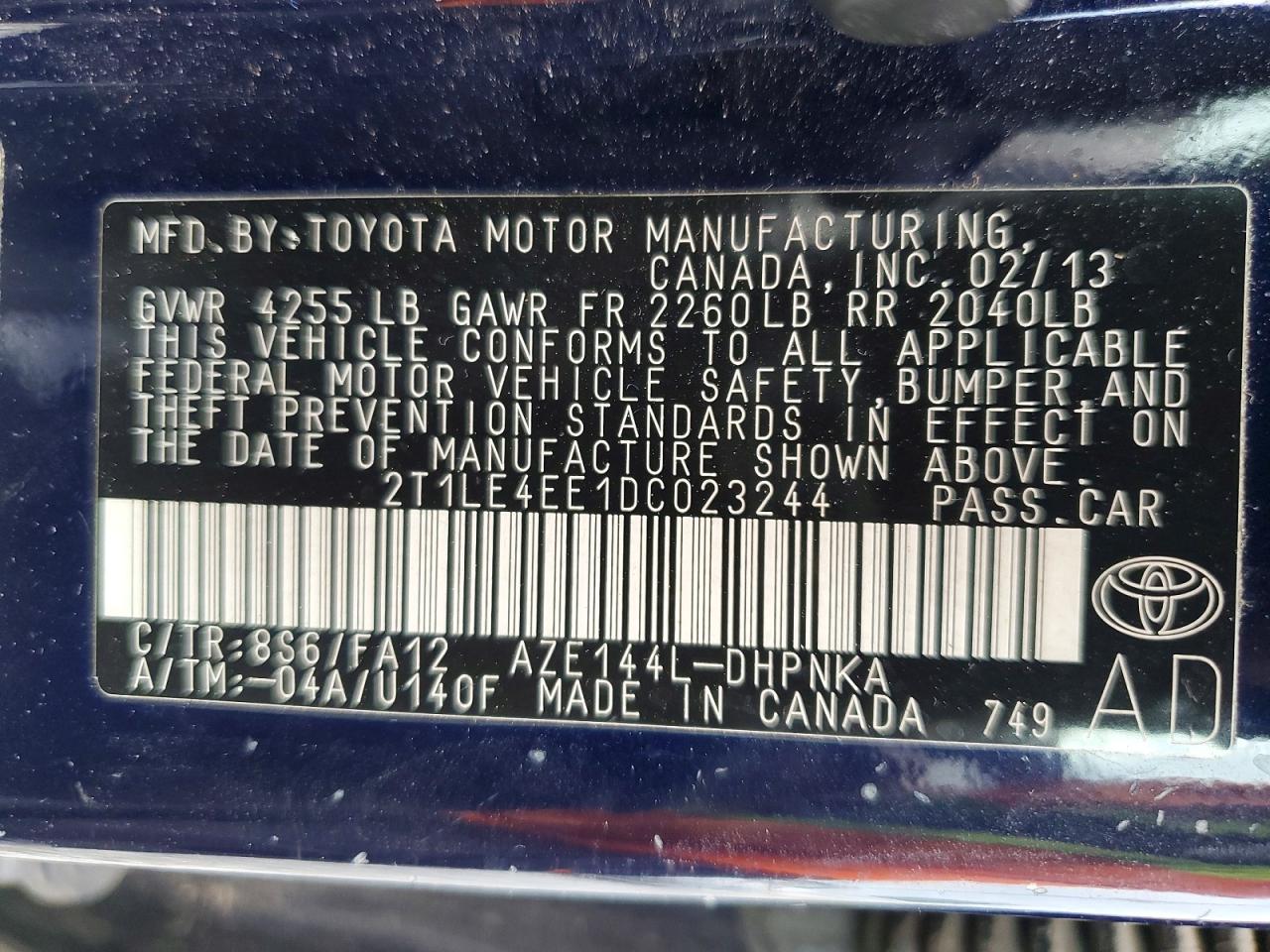 2013 Toyota Corolla Matrix S Blue vin: 2T1LE4EE1DC023244
