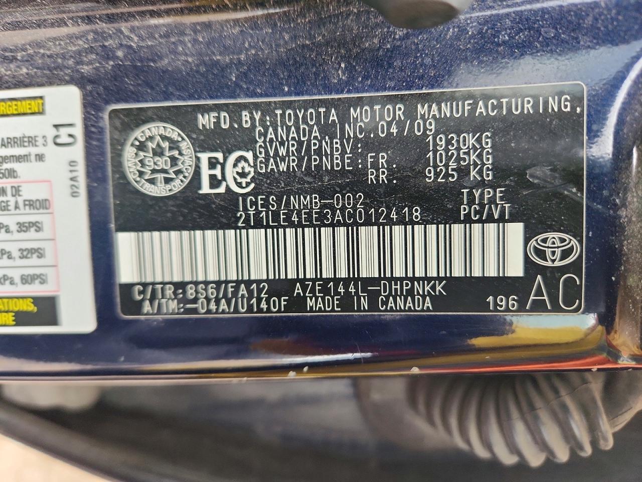 2010 Toyota Corolla Matrix S Blue vin: 2T1LE4EE3AC012418
