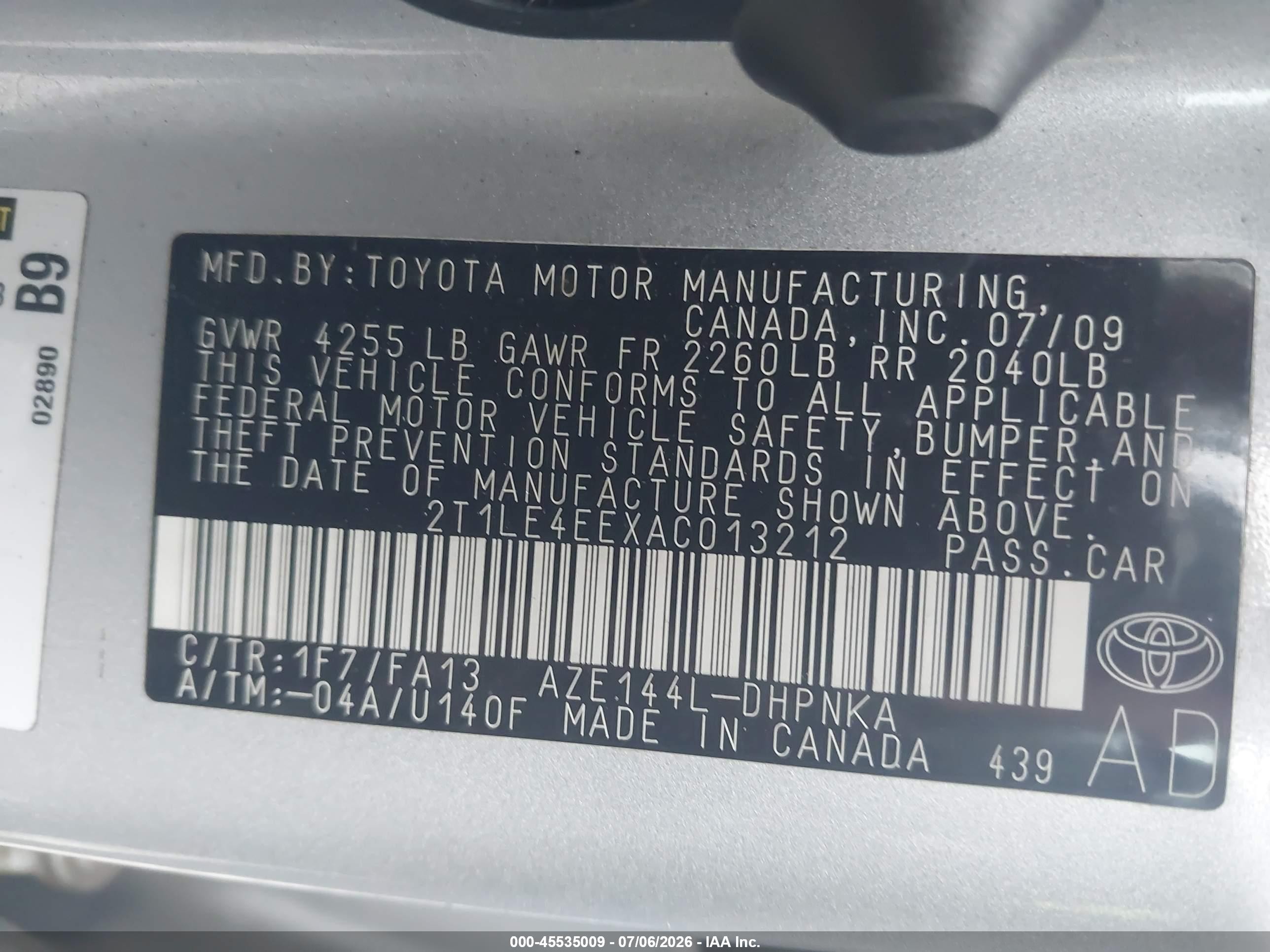 2010 Toyota Matrix S Silver vin: 2T1LE4EEXAC013212