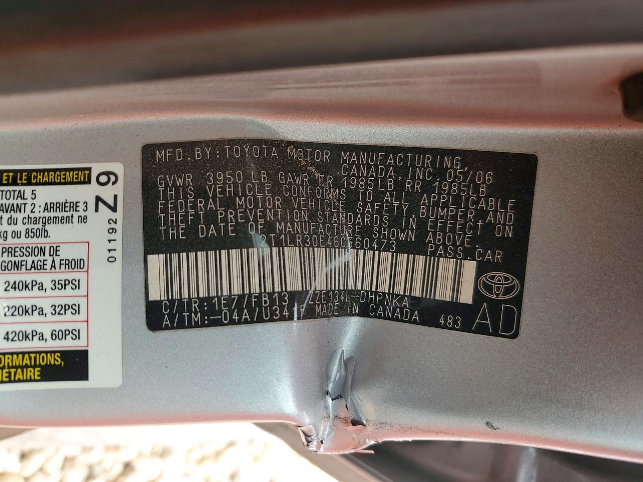 2006 Toyota Matrix Xr Серебряный vin: 2T1LR30E46C560473