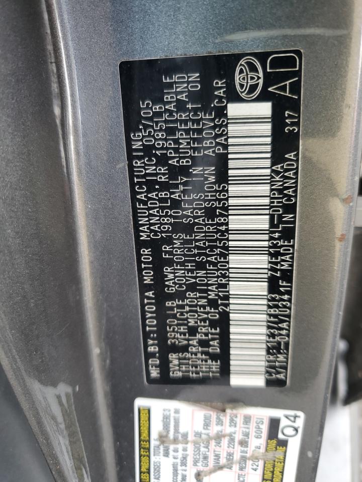 2005 Toyota Corolla Matrix Base Gray vin: 2T1LR30E75C487565