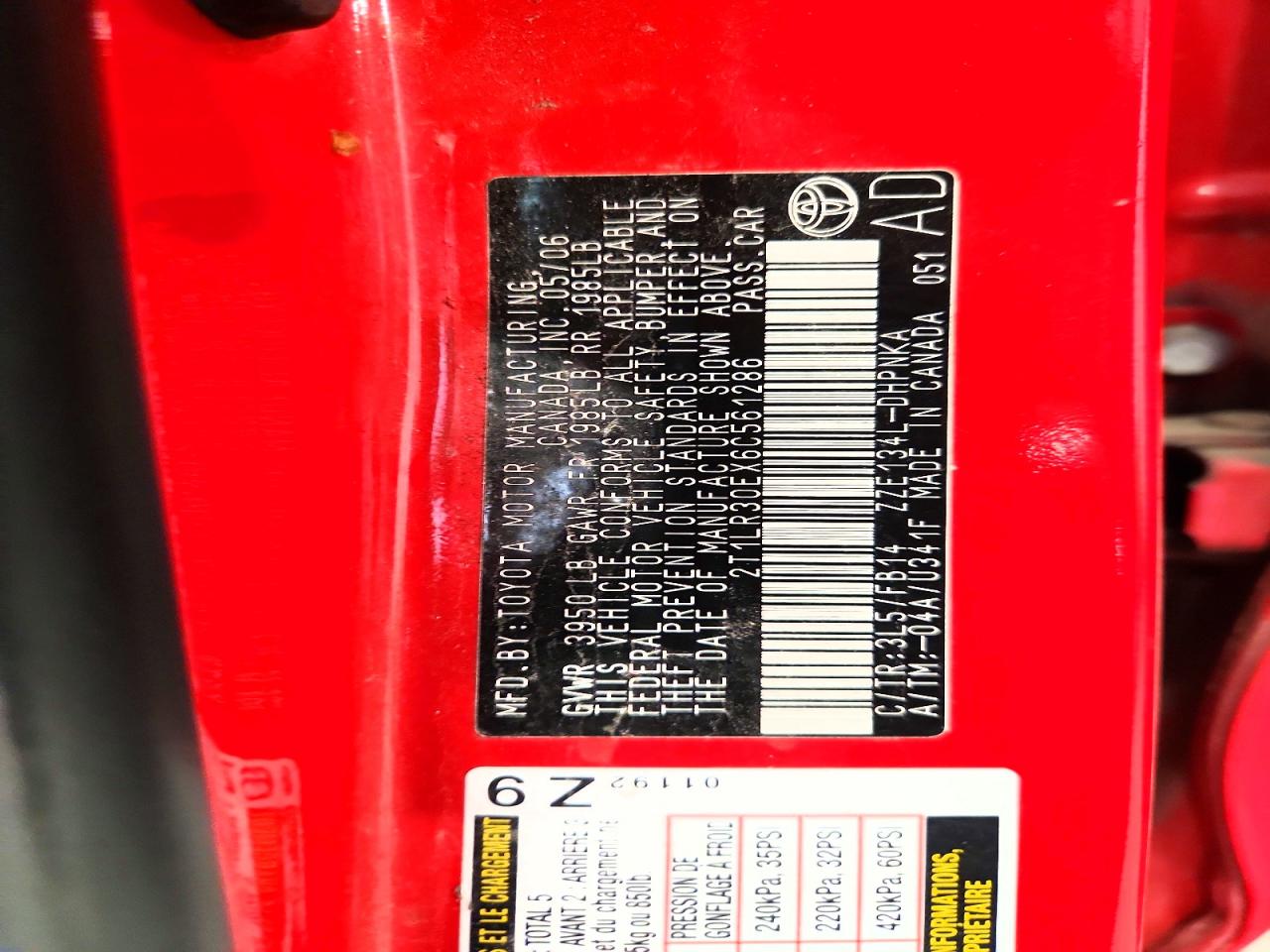 2006 Toyota Matrix Xr Red vin: 2T1LR30EX6C561286