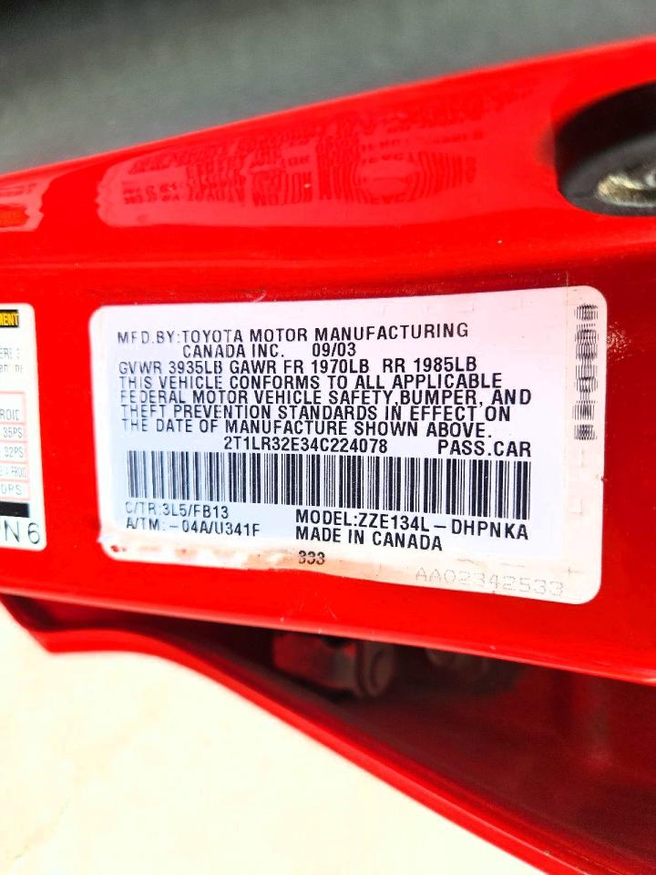 2004 Toyota Matrix Xr Красный vin: 2T1LR32E34C224078