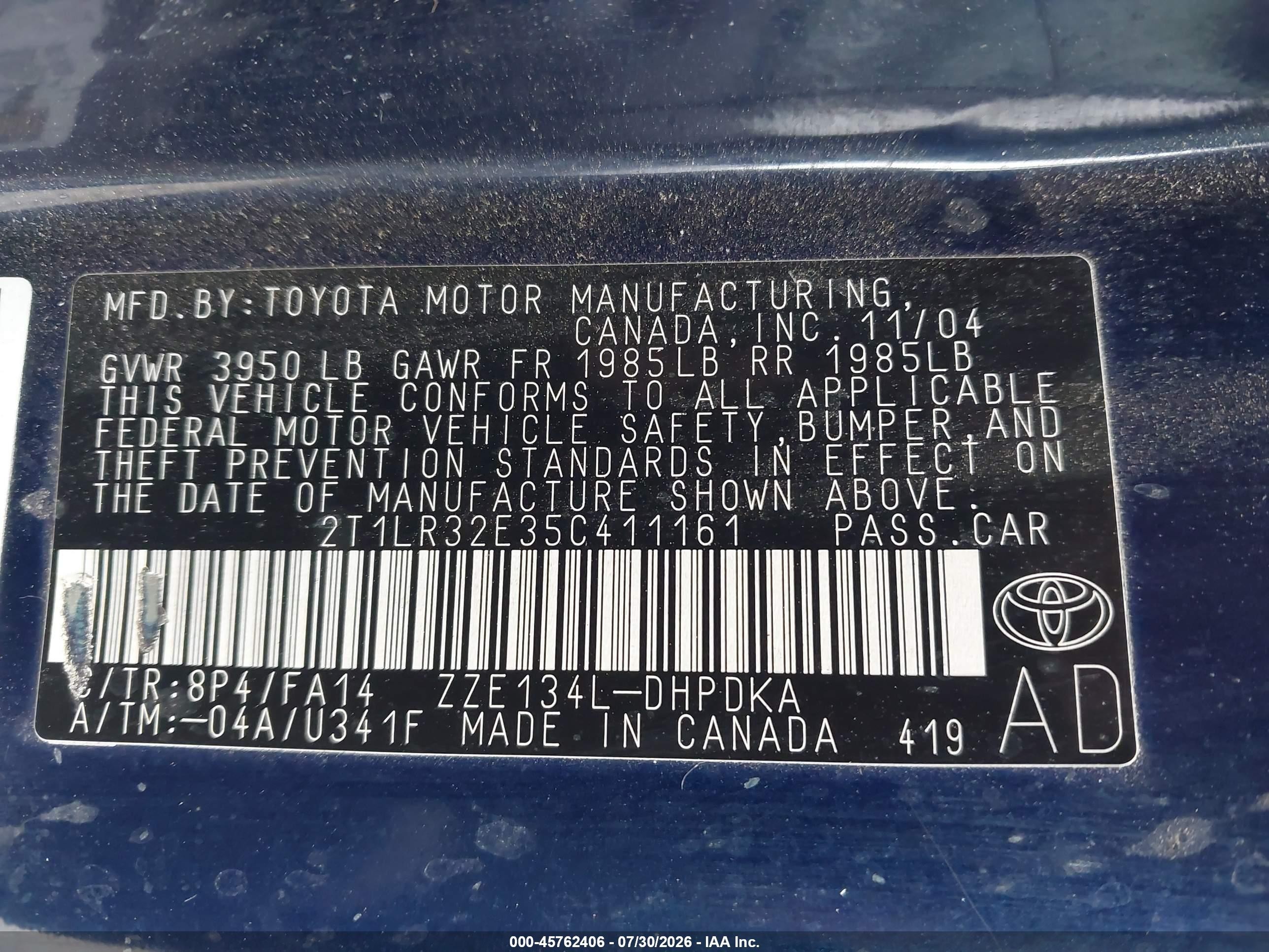 2005 Toyota Matrix   Синий vin: 2T1LR32E35C411161