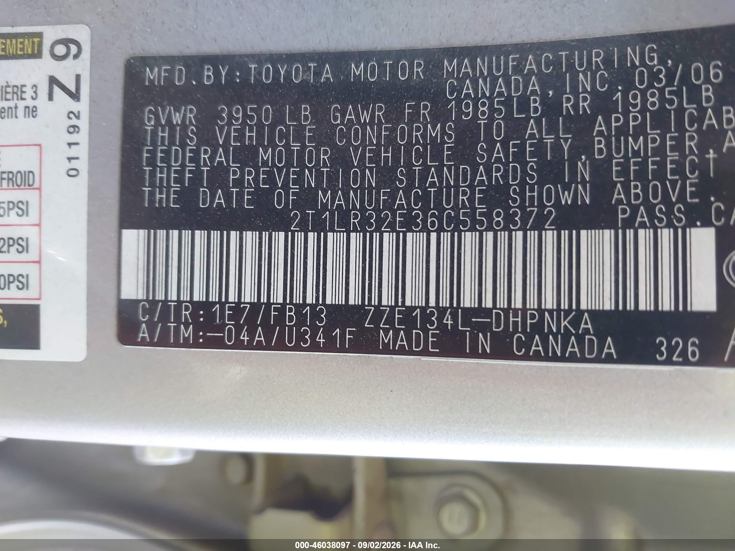 2006 Toyota Matrix Xr Silver vin: 2T1LR32E36C558372