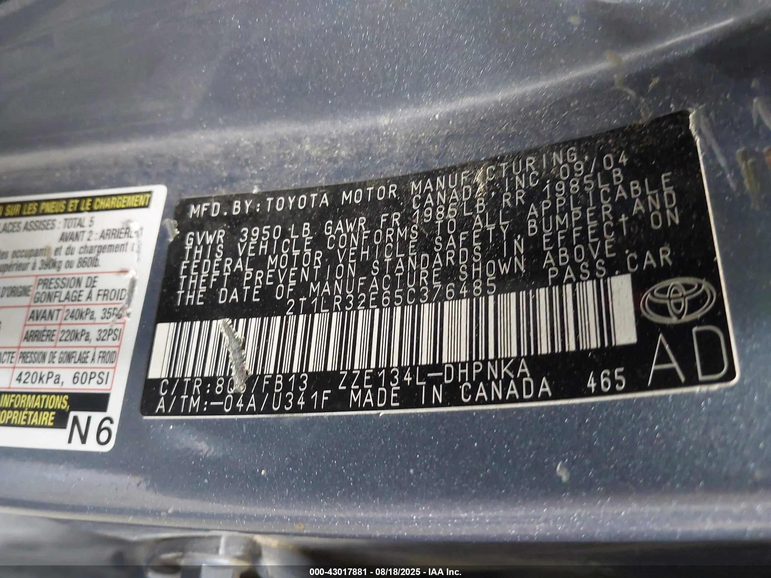 2005 Toyota Matrix Xr Синий vin: 2T1LR32E65C376485