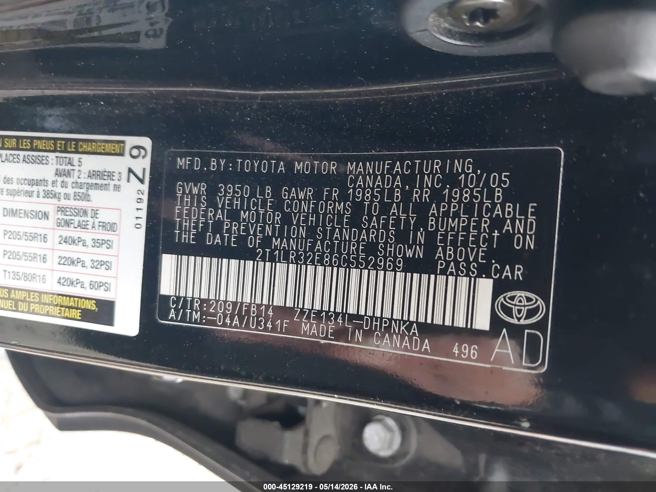 2006 Toyota Matrix Xr Черный vin: 2T1LR32E86C552969