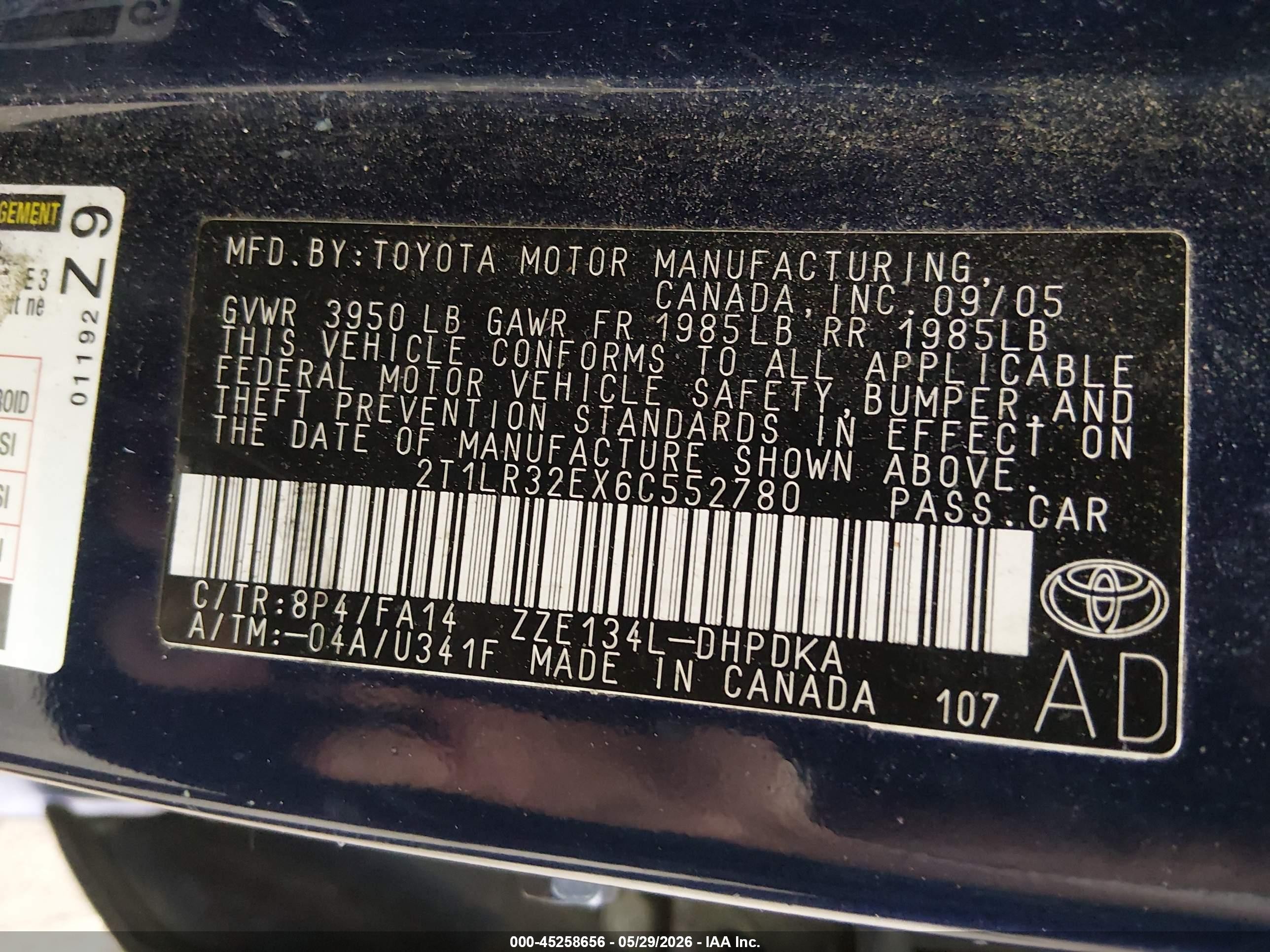 2006 Toyota Matrix   Blue vin: 2T1LR32EX6C552780