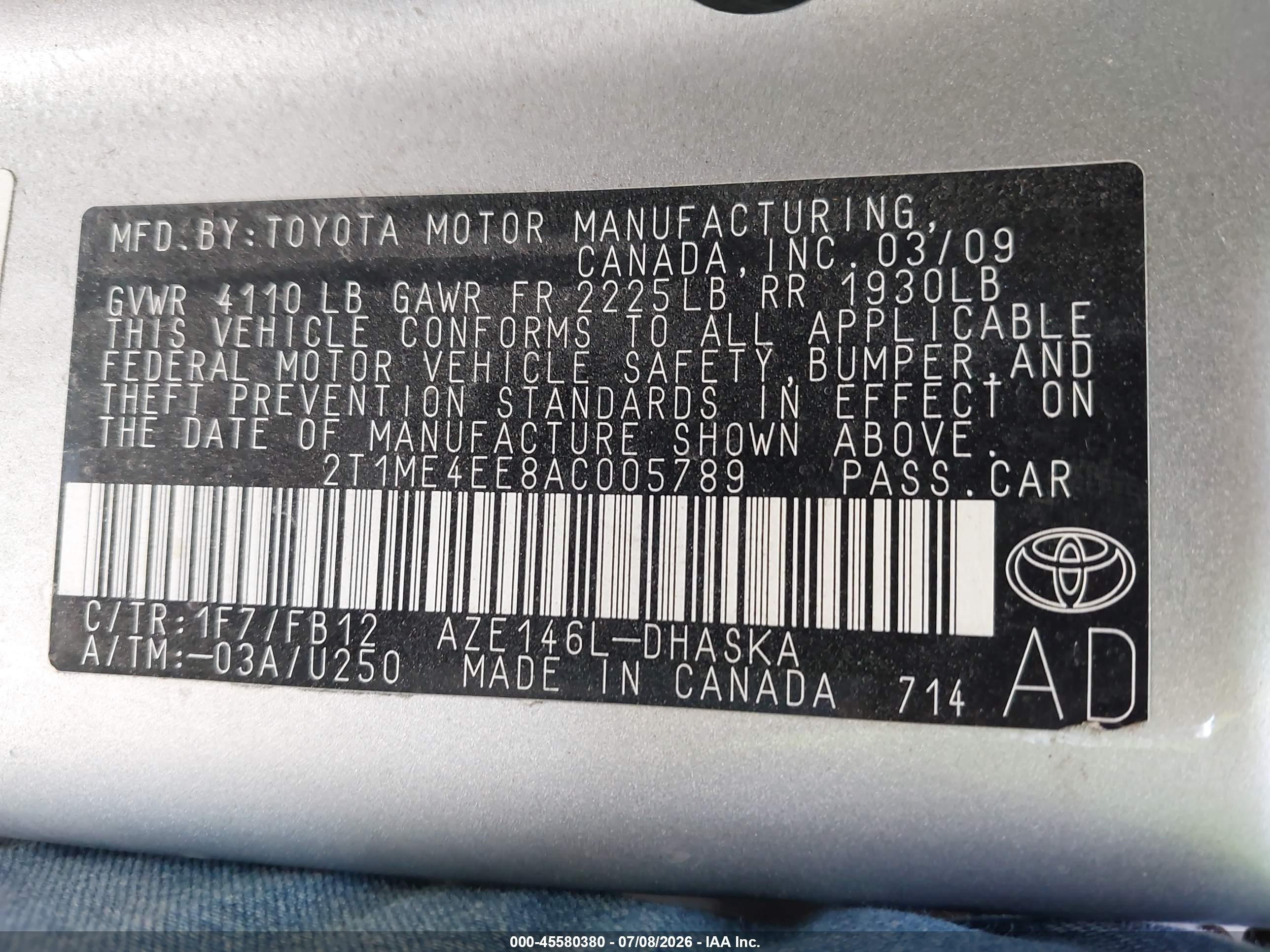 2010 Toyota Matrix Xrs Silver vin: 2T1ME4EE8AC005789