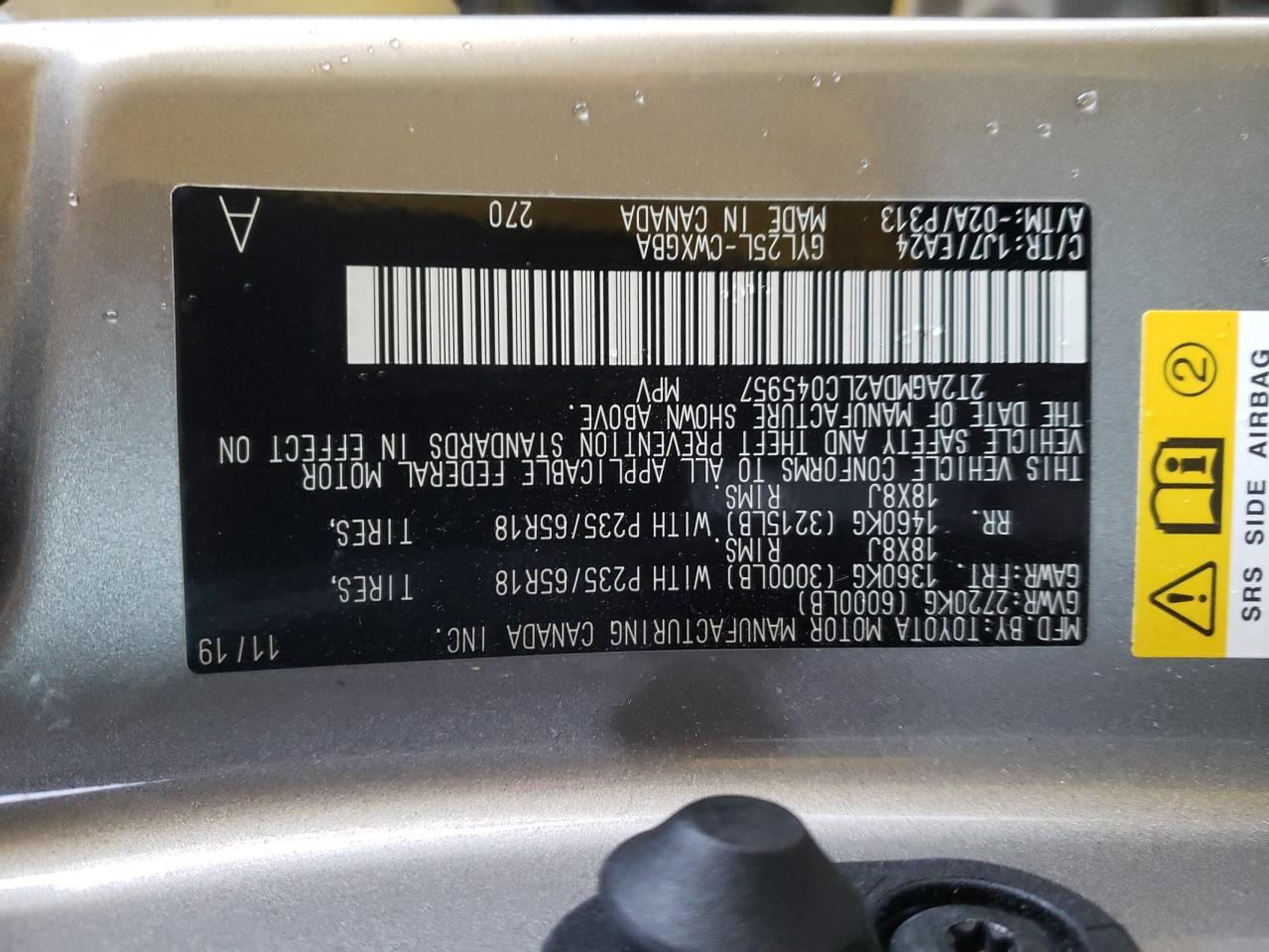 2020 Lexus Rx 450h Base Gray vin: 2T2AGMDA2LC045957