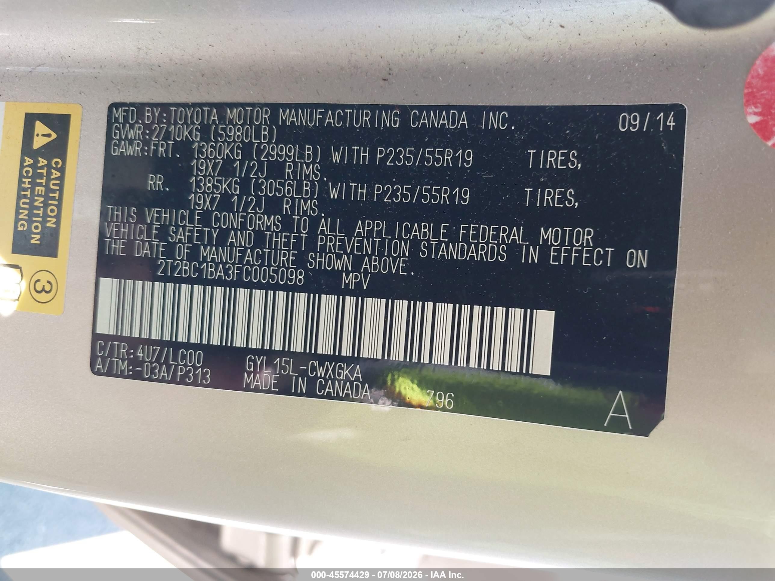 2015 Lexus Rx 450h   Champagne vin: 2T2BC1BA3FC005098