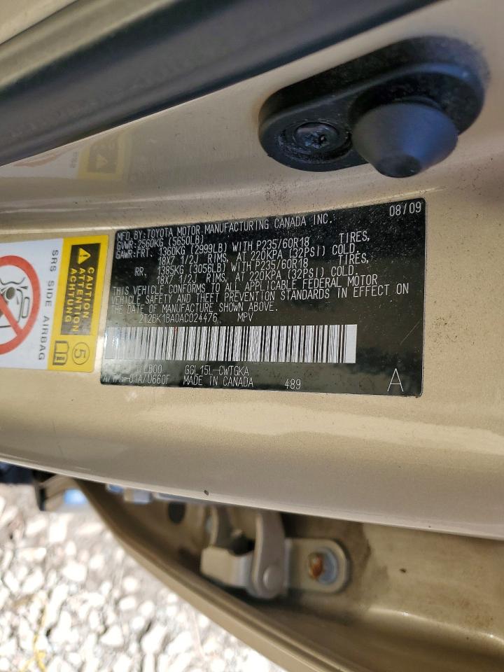 2010 Lexus Rx 350 Gold vin: 2T2BK1BA0AC024476