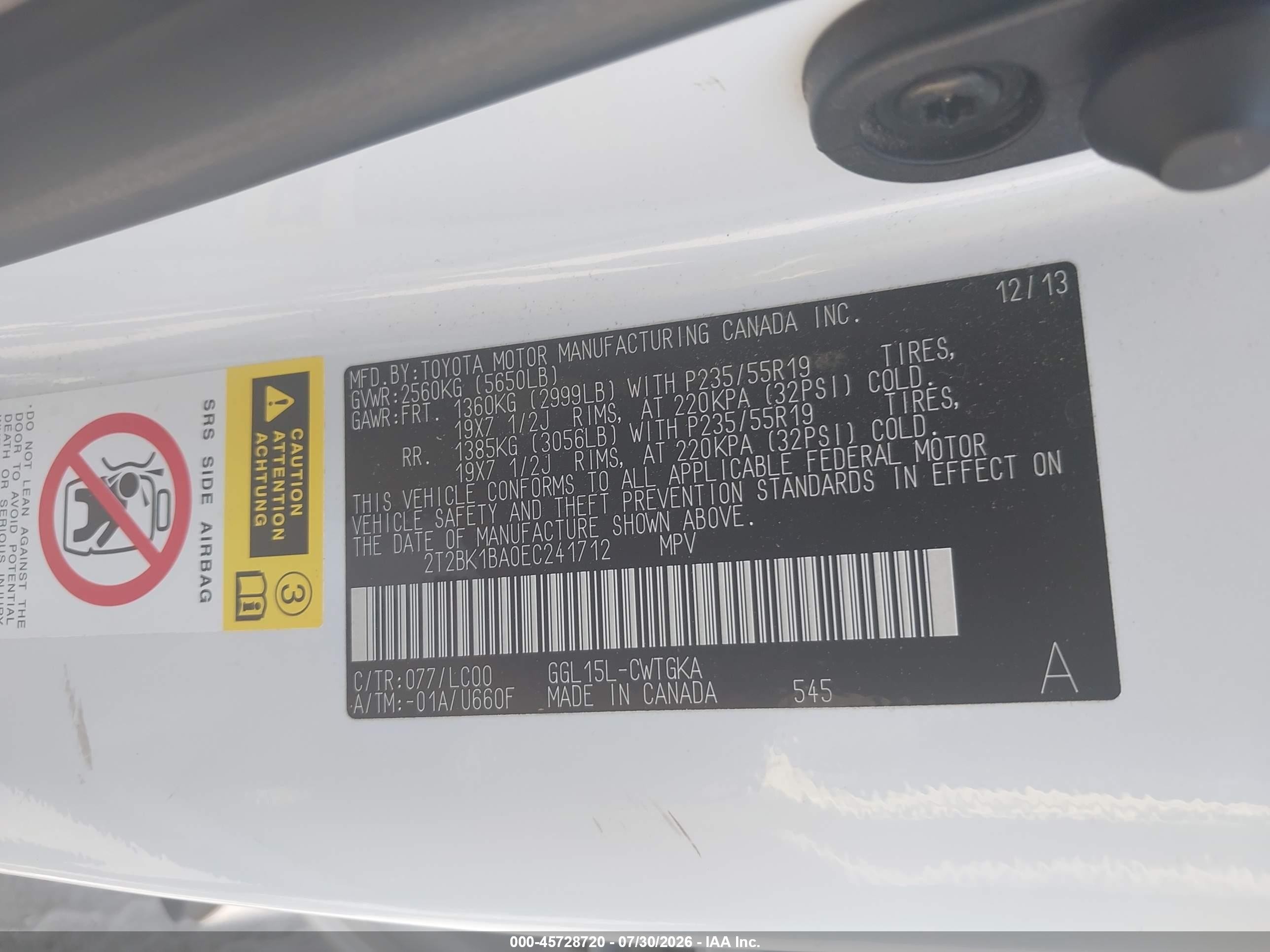 2014 Lexus Rx 350   White vin: 2T2BK1BA0EC241712