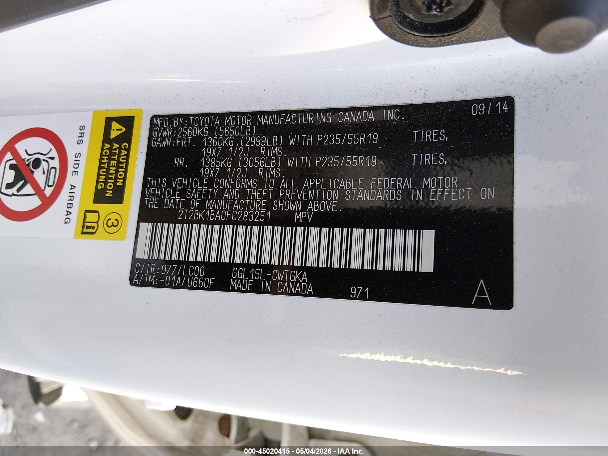 2015 Lexus Rx 350 White vin: 2T2BK1BA0FC283251
