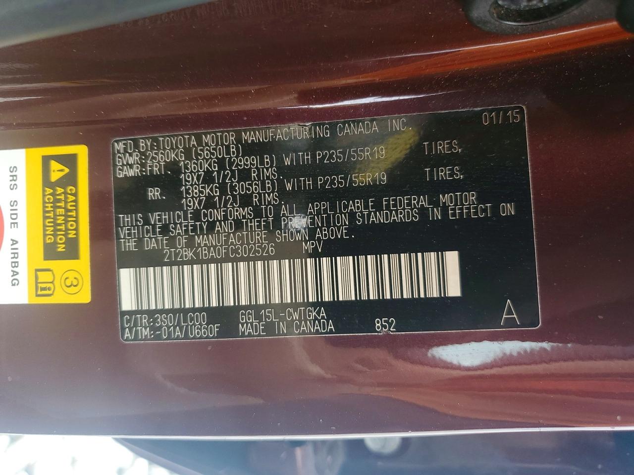 2015 Lexus Rx 350 Base Maroon vin: 2T2BK1BA0FC302526