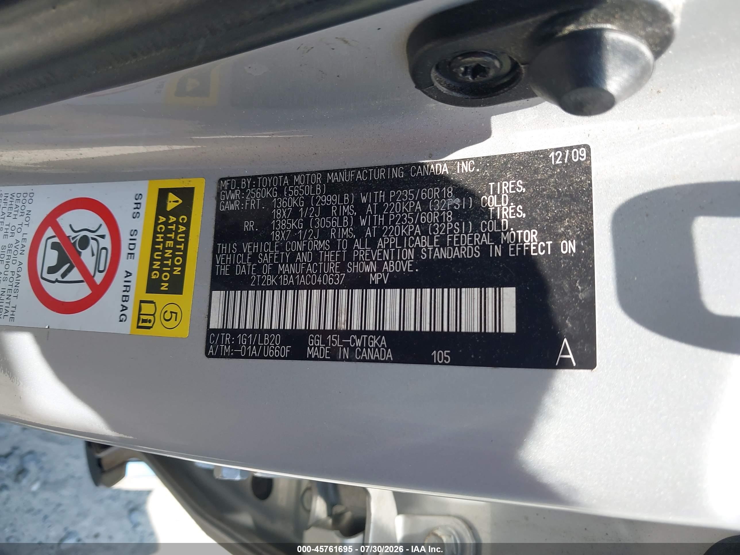 2010 Lexus Rx 350   Silver vin: 2T2BK1BA1AC040637