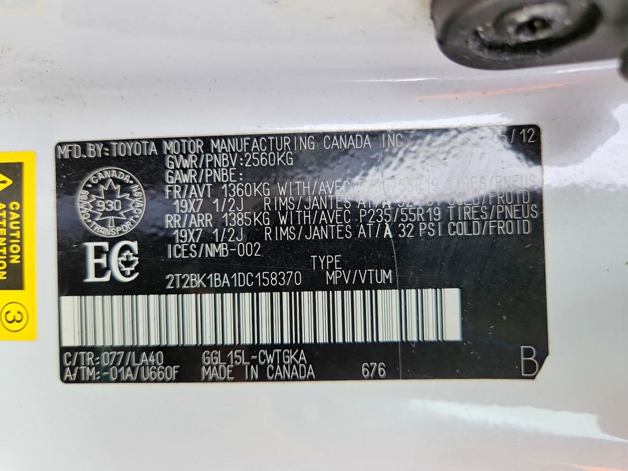 2013 Lexus Rx 350 Base White vin: 2T2BK1BA1DC158370