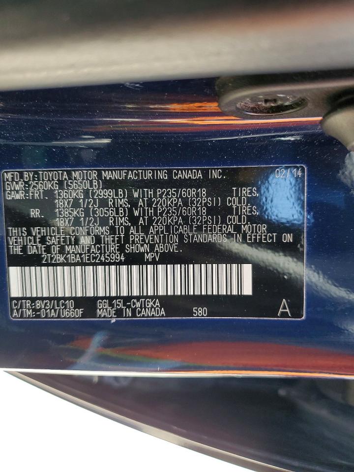 2014 Lexus Rx 350 Base Blue vin: 2T2BK1BA1EC245994