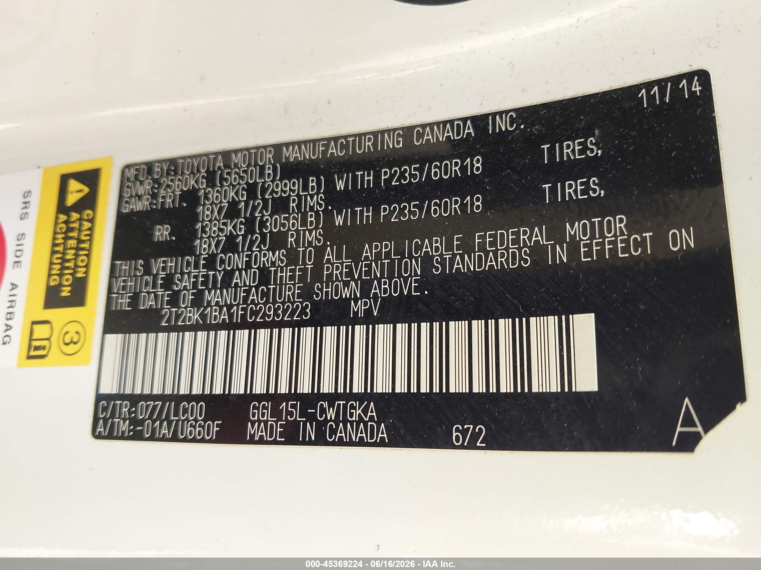 2015 Lexus Rx 350   White vin: 2T2BK1BA1FC293223