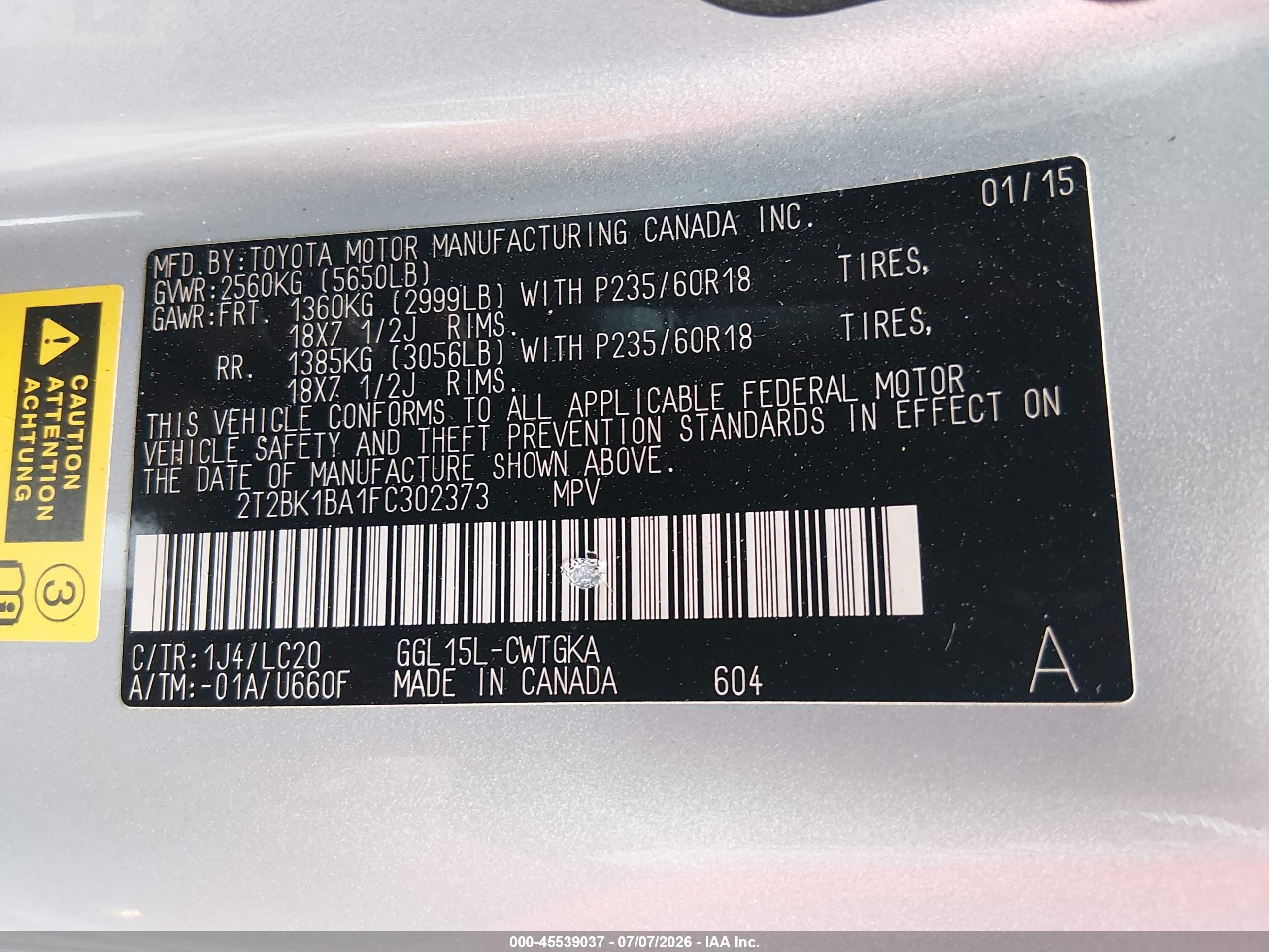2015 Lexus Rx 350   Серебряный vin: 2T2BK1BA1FC302373