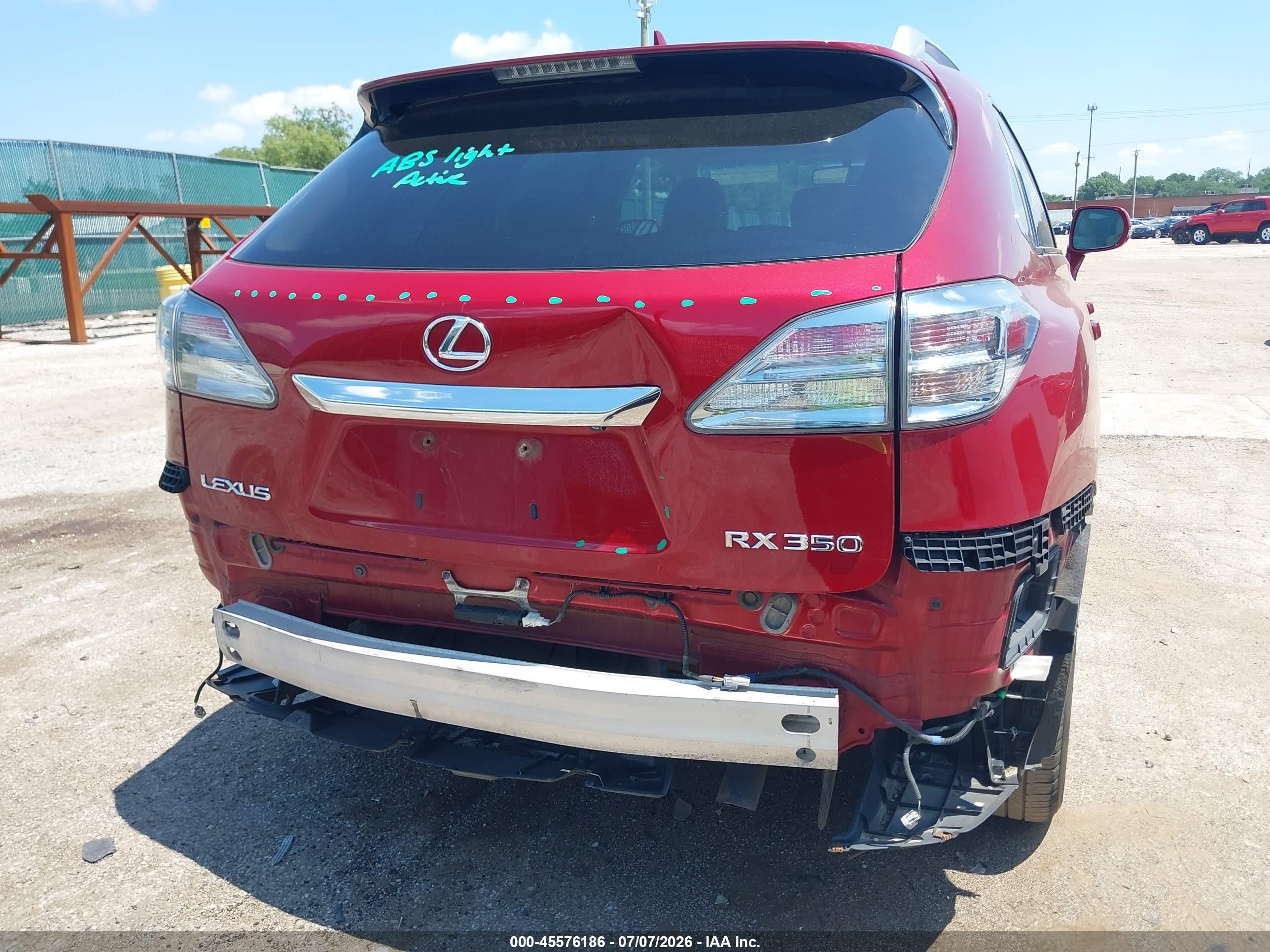 2010 Lexus Rx 350   Red vin: 2T2BK1BA2AC008103