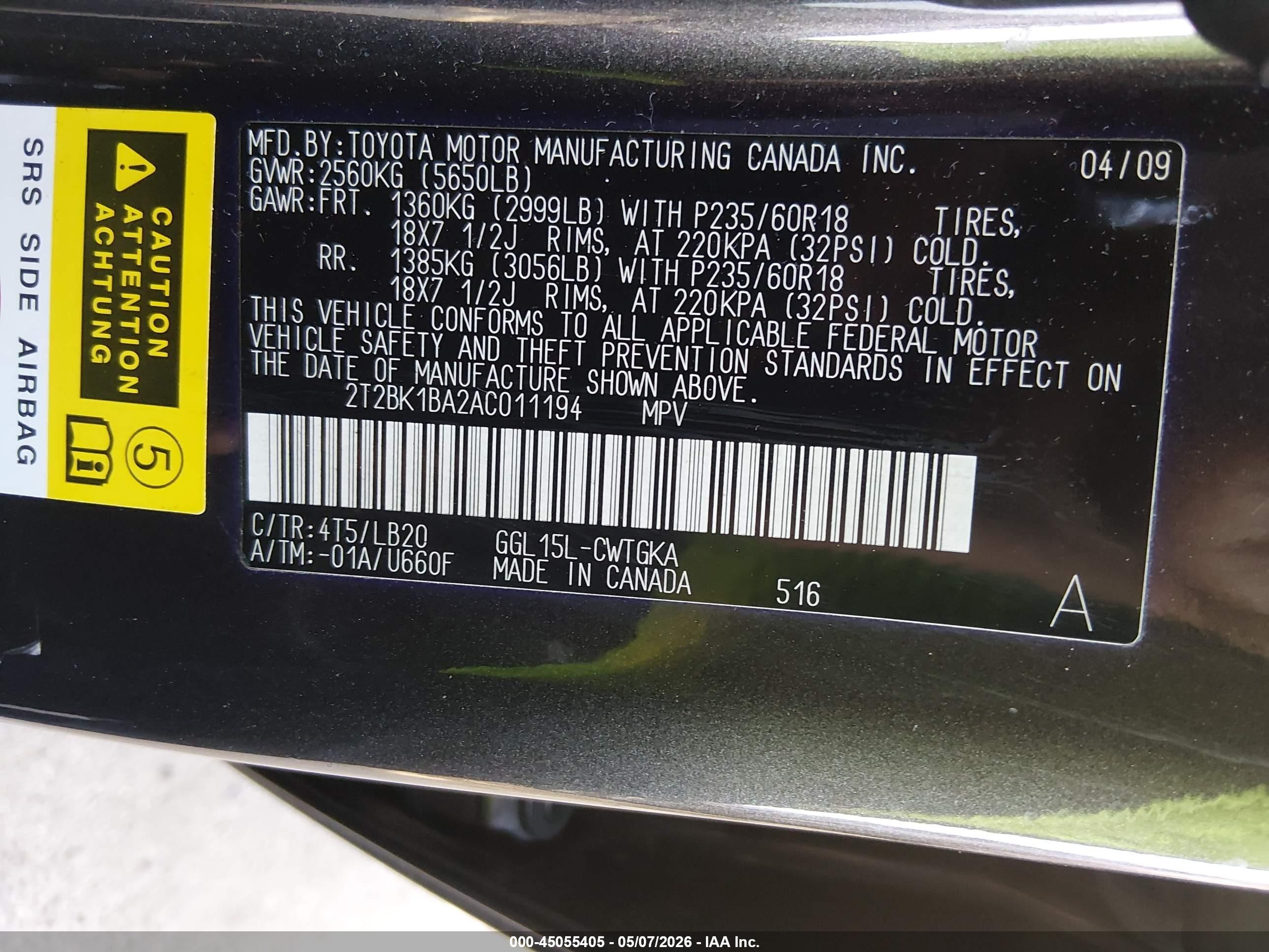 2010 Lexus Rx 350   Purple vin: 2T2BK1BA2AC011194