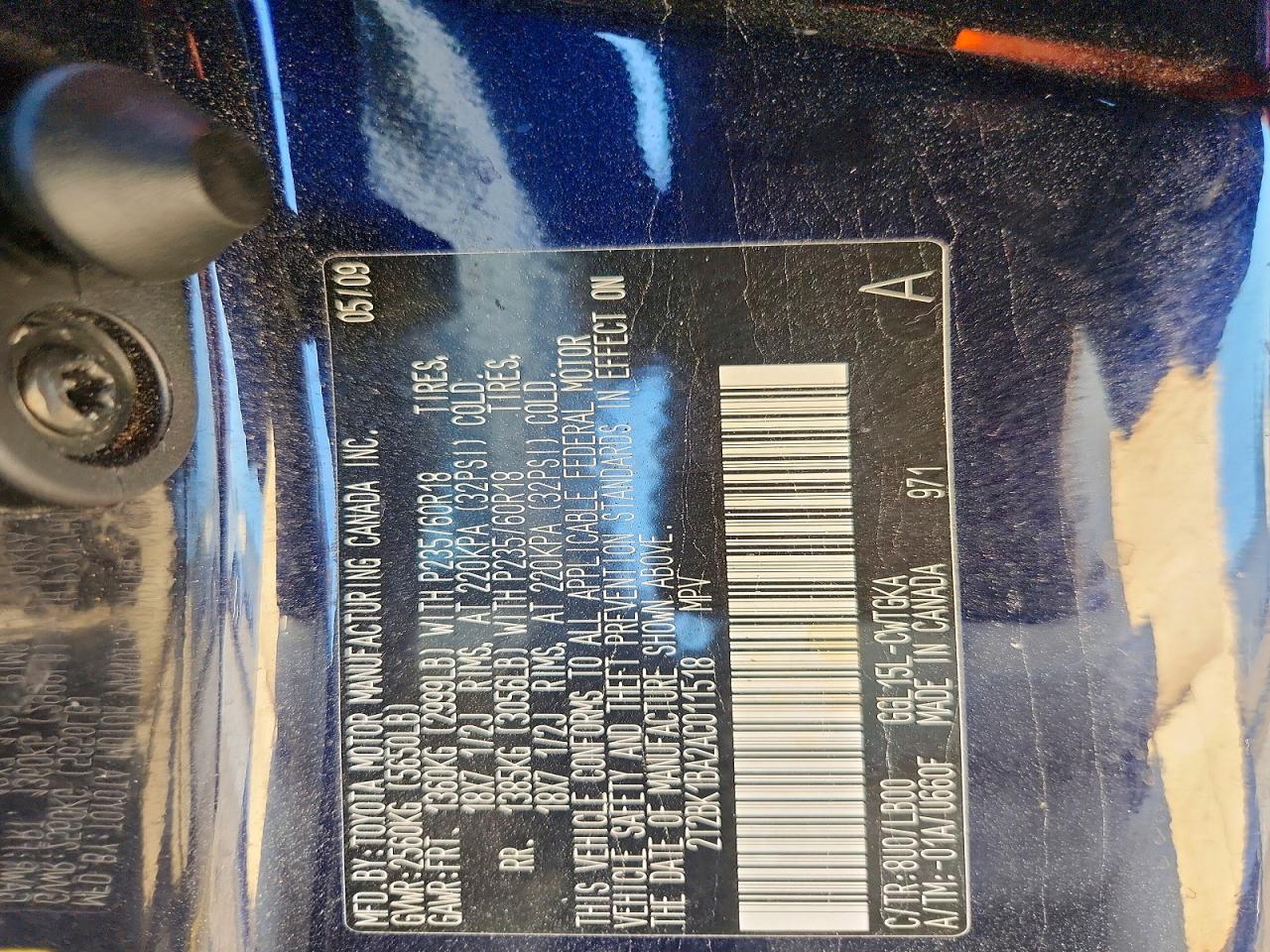 2010 Lexus Rx 350 Blue vin: 2T2BK1BA2AC011518