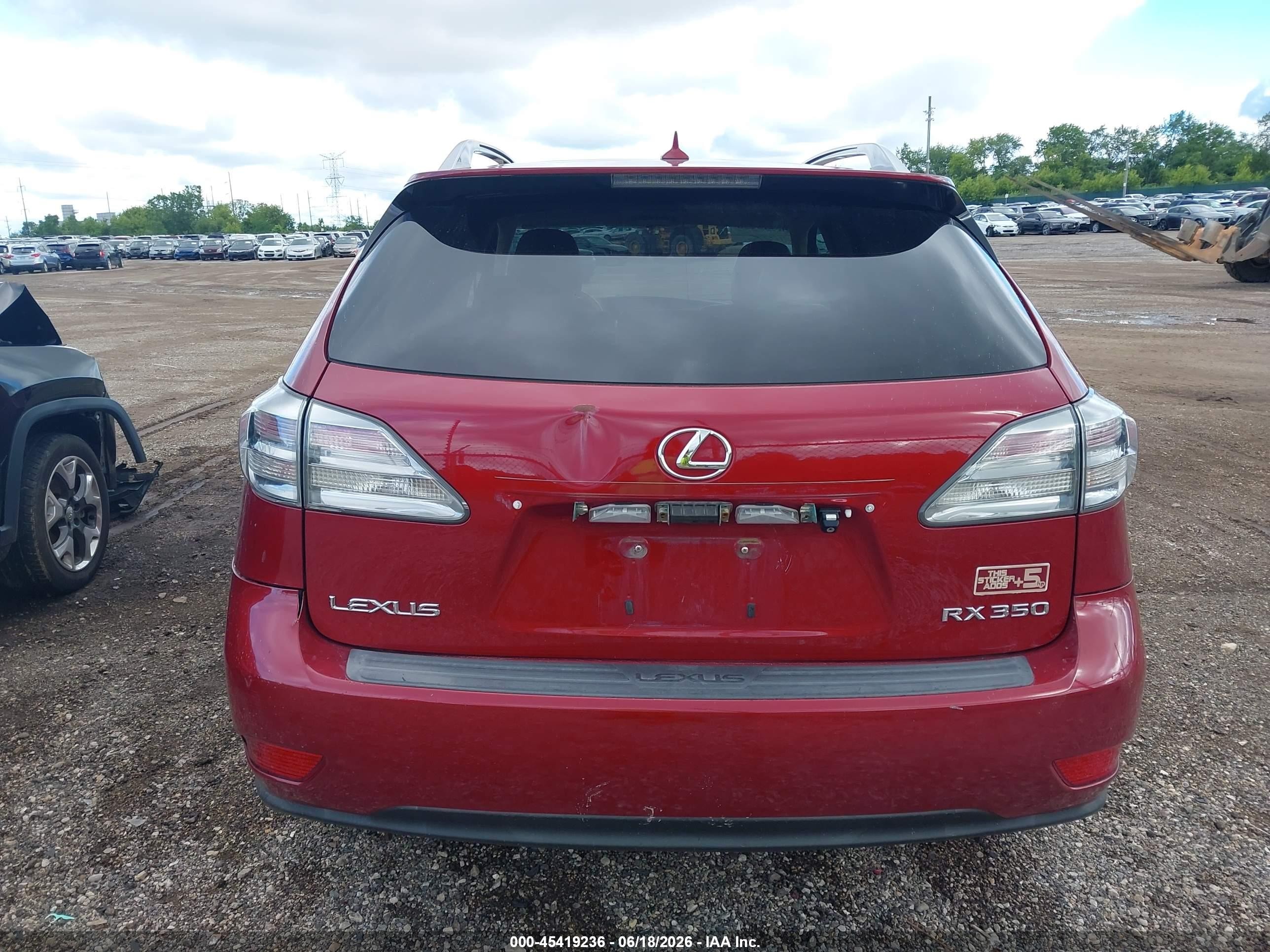 2010 Lexus Rx 350 Base (a6) Red vin: 2T2BK1BA2AC030618