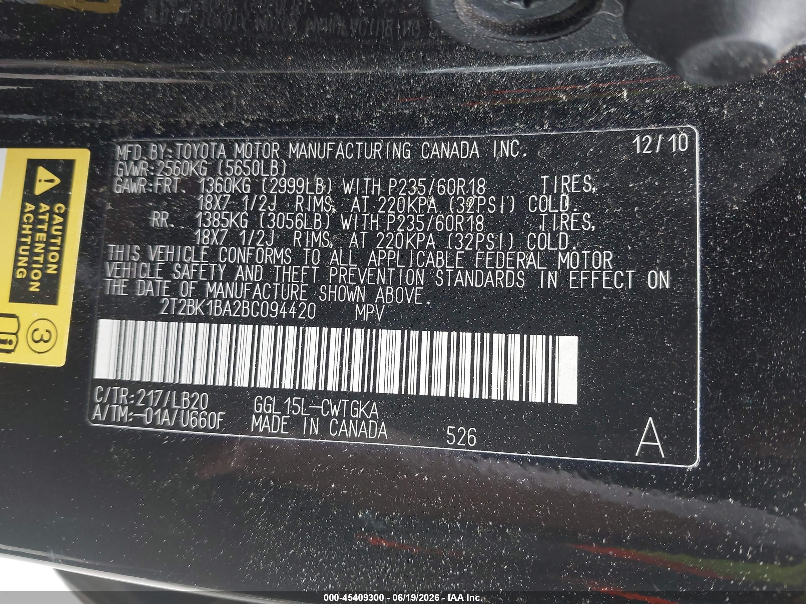 2011 Lexus Rx 350   Black vin: 2T2BK1BA2BC094420