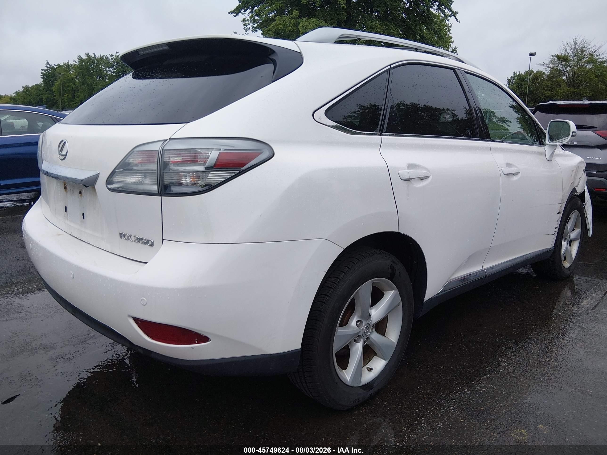 2012 Lexus Rx 350   White vin: 2T2BK1BA2CC130446
