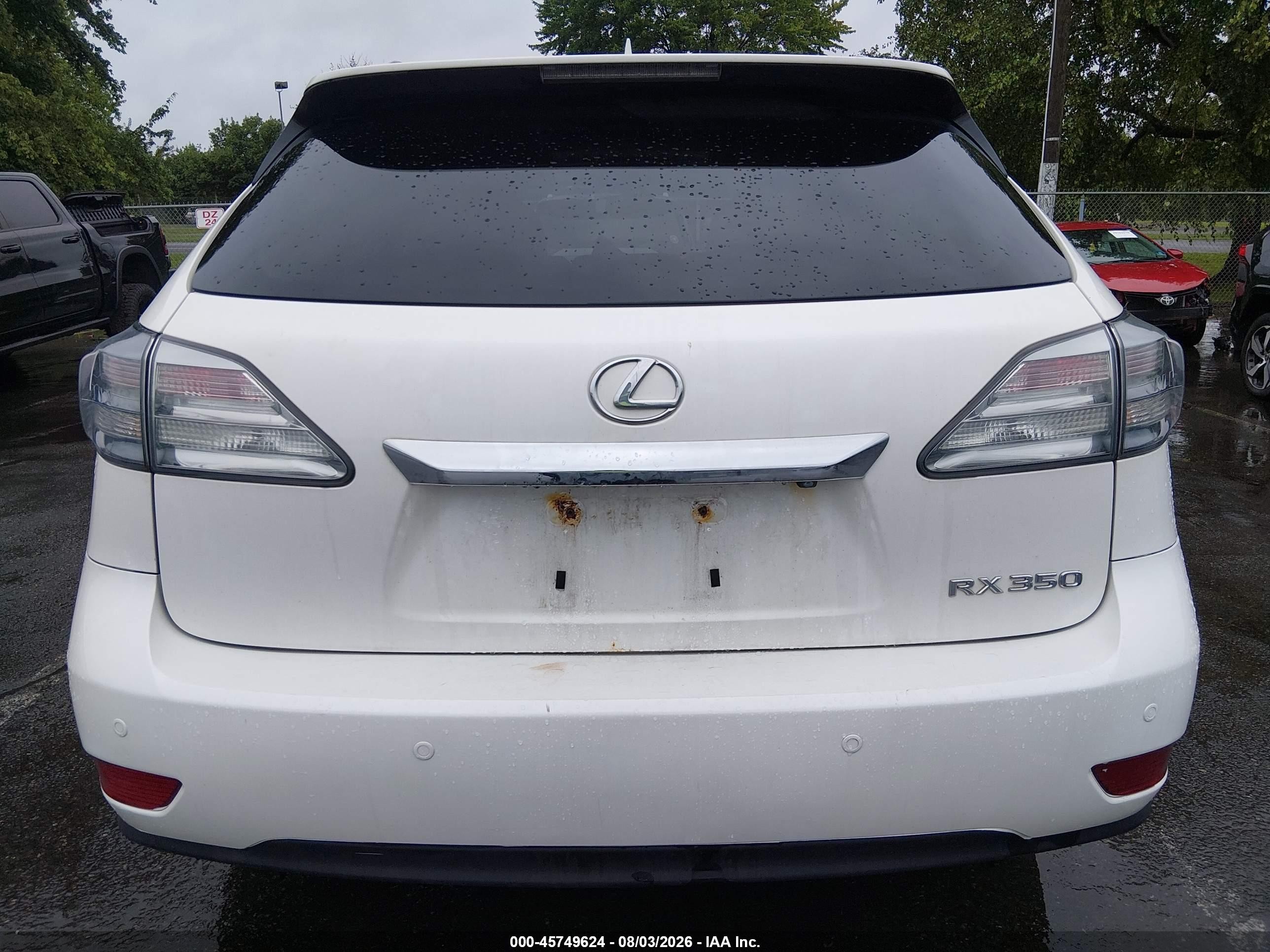 2012 Lexus Rx 350   White vin: 2T2BK1BA2CC130446