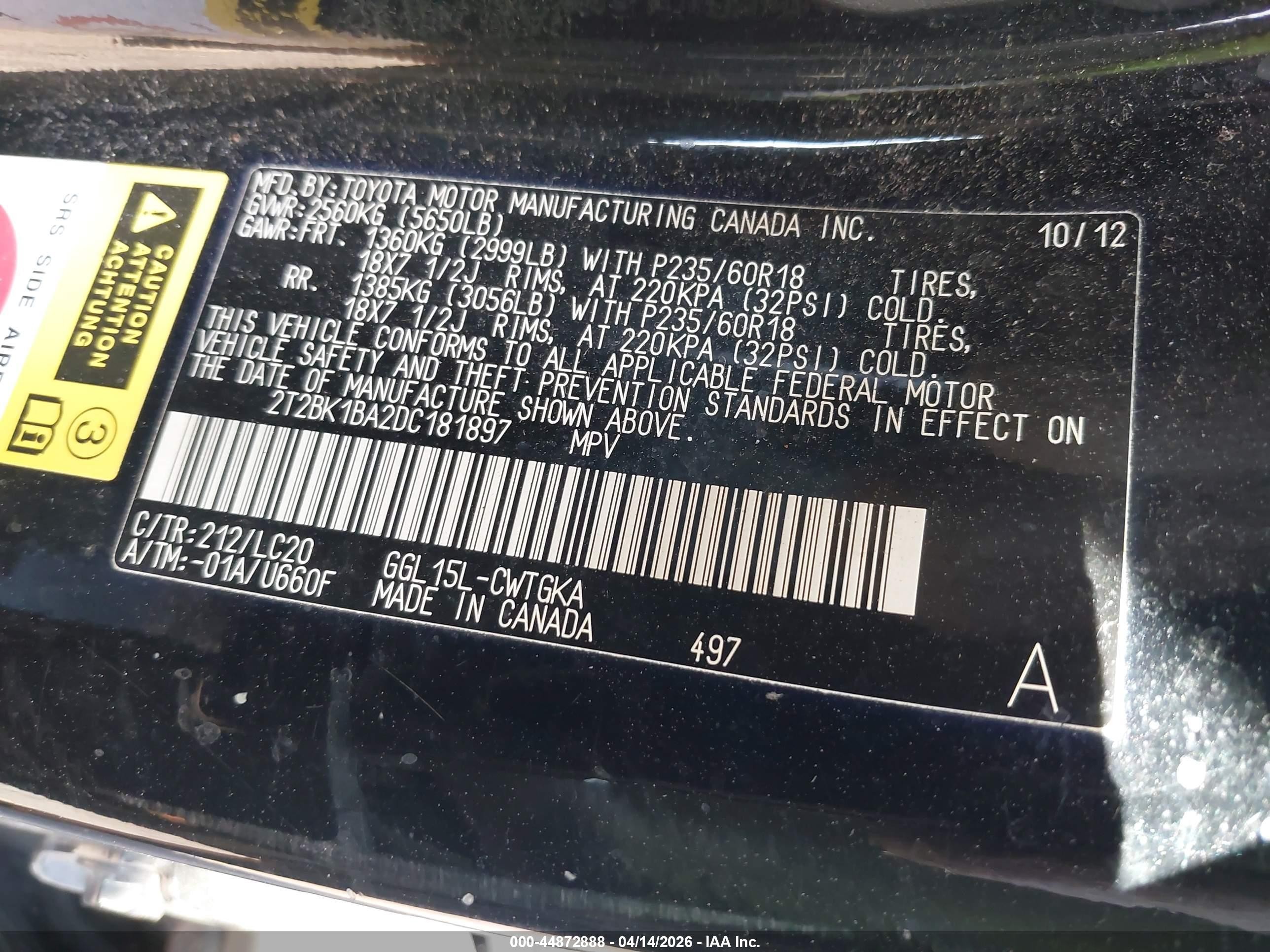 2013 Lexus Rx 350   Black vin: 2T2BK1BA2DC181897