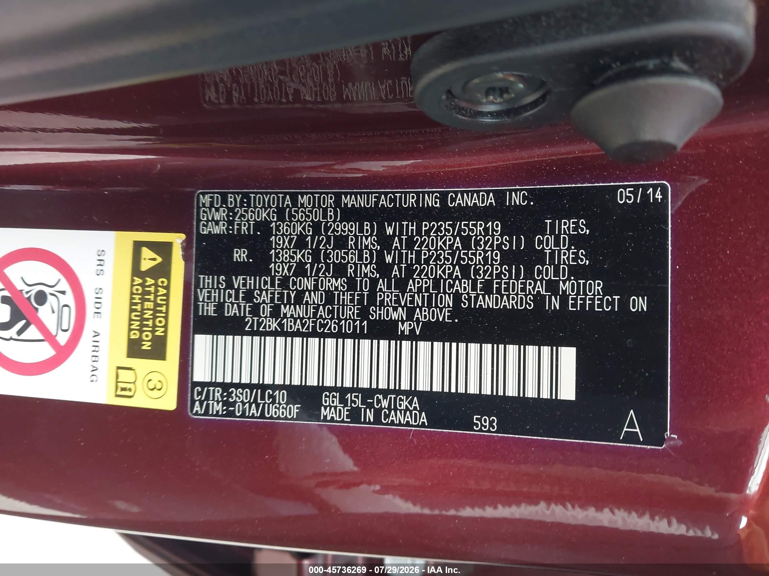 2015 Lexus Rx 350   Burgundy vin: 2T2BK1BA2FC261011