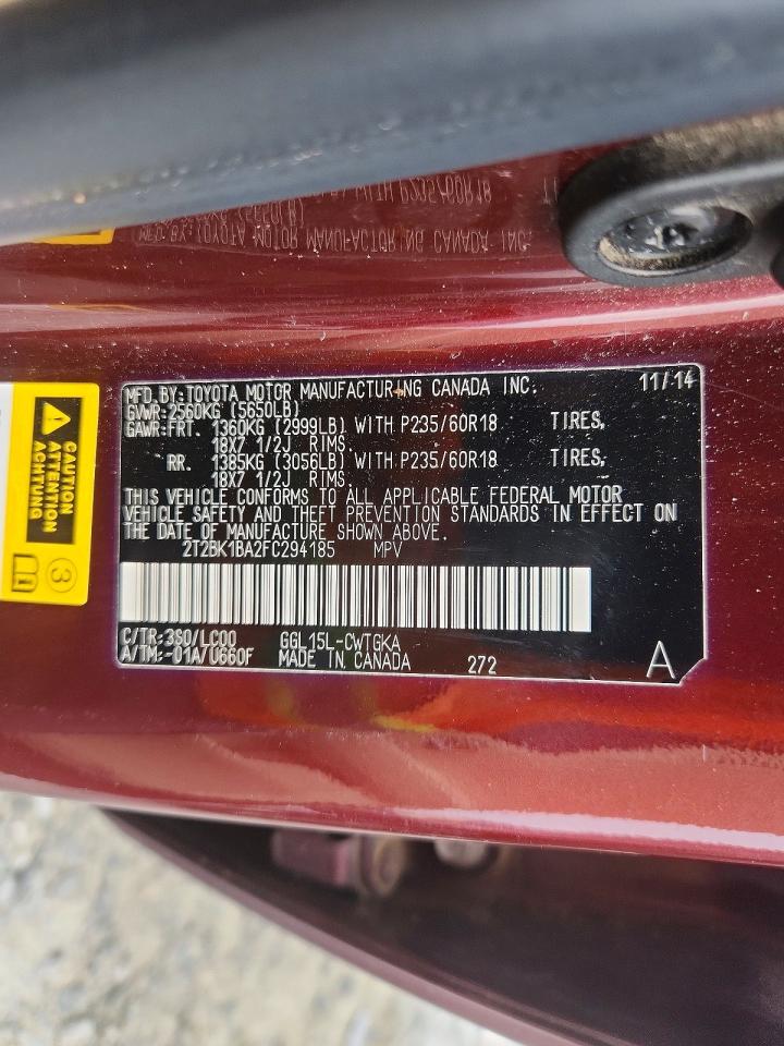 2015 Lexus Rx 350 Base Maroon vin: 2T2BK1BA2FC294185