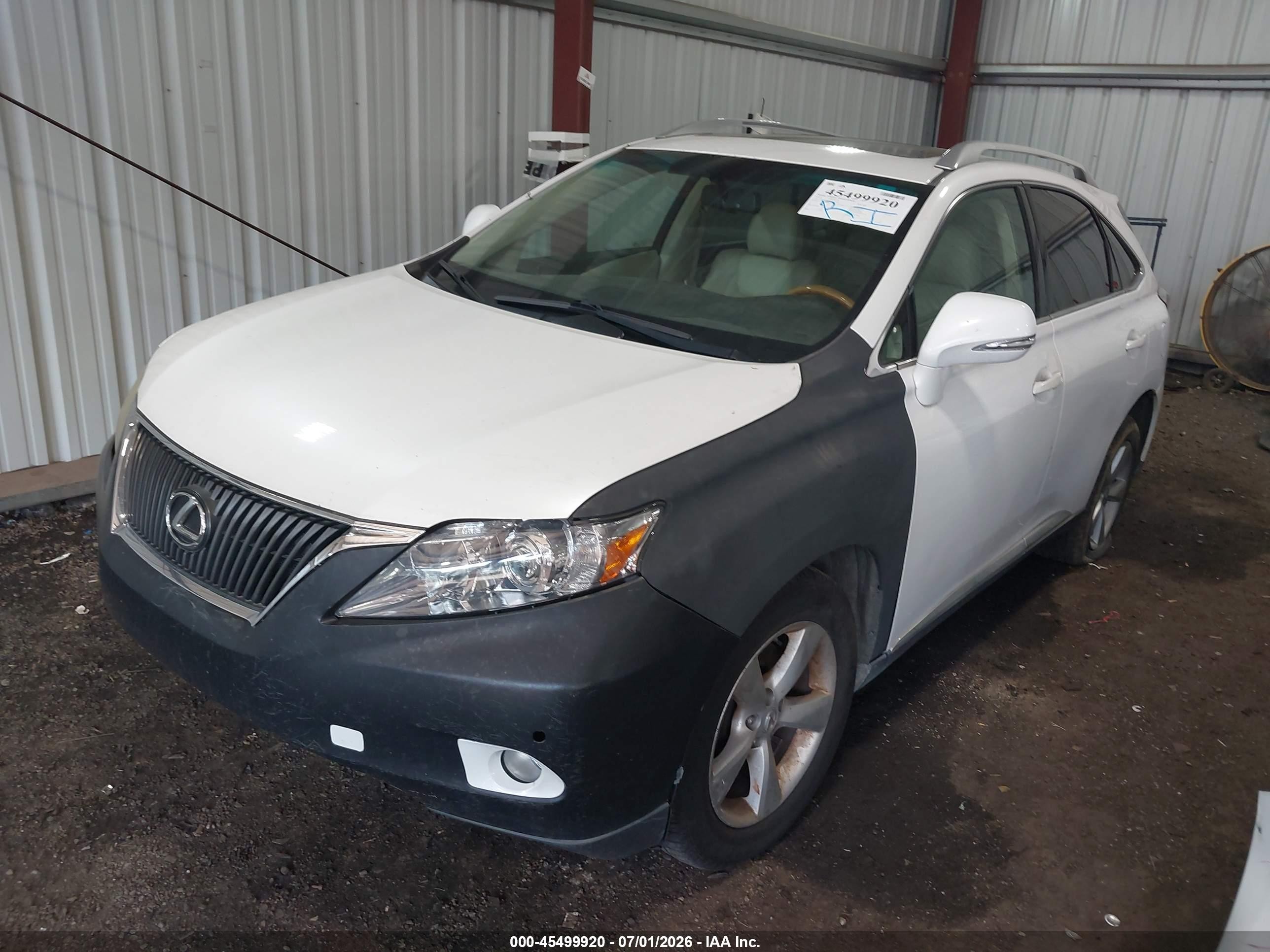 2010 Lexus Rx 350   White vin: 2T2BK1BA3AC023693